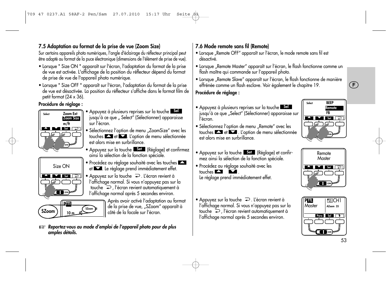 Metz MECABLITZ 58 AF-2 digital Pentax User Manual | Page 53 / 230