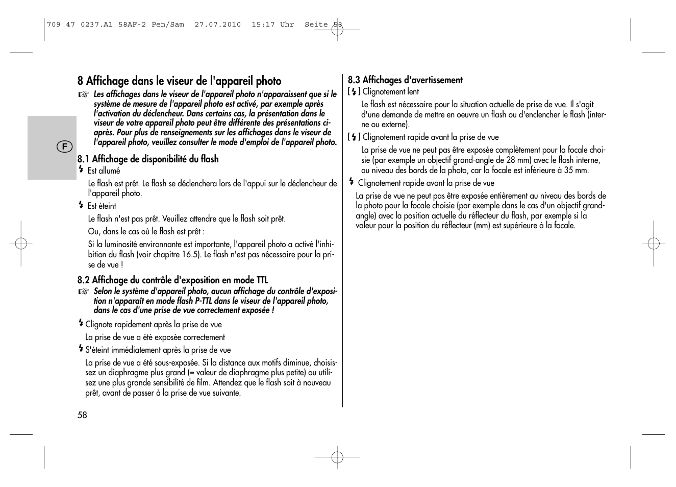 Metz MECABLITZ 58 AF-2 digital Pentax User Manual | Page 58 / 230