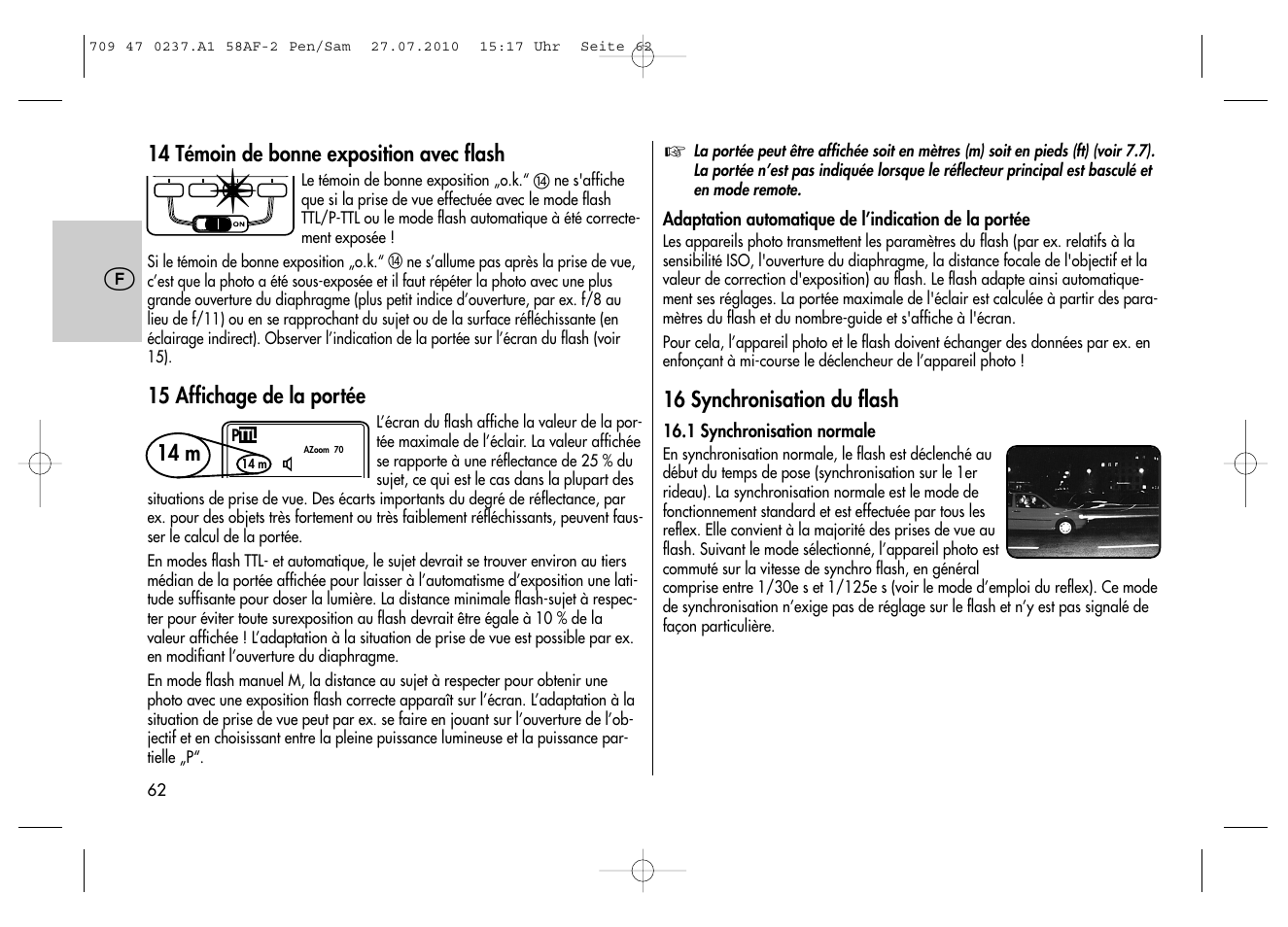 Metz MECABLITZ 58 AF-2 digital Pentax User Manual | Page 62 / 230