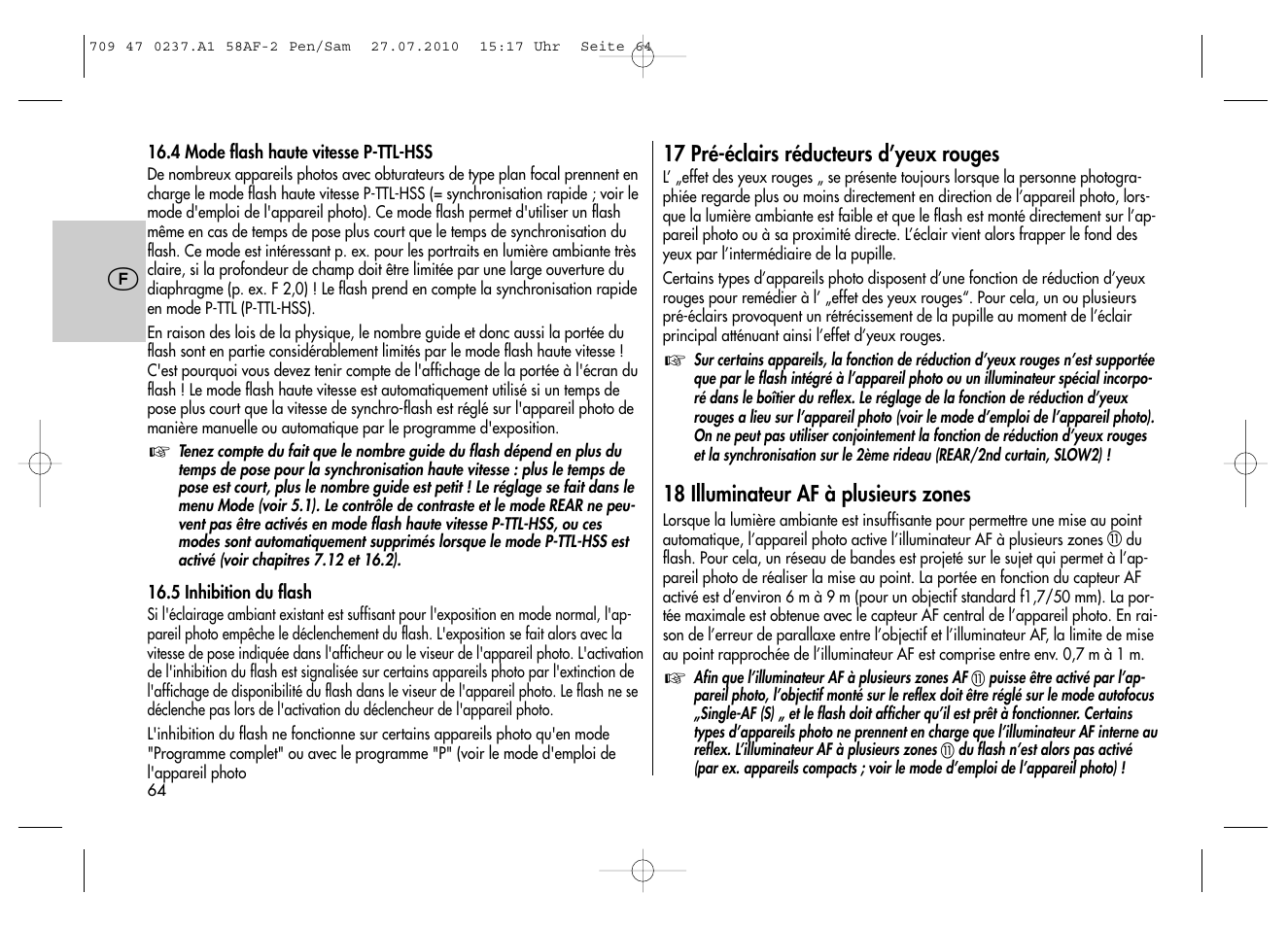 Metz MECABLITZ 58 AF-2 digital Pentax User Manual | Page 64 / 230