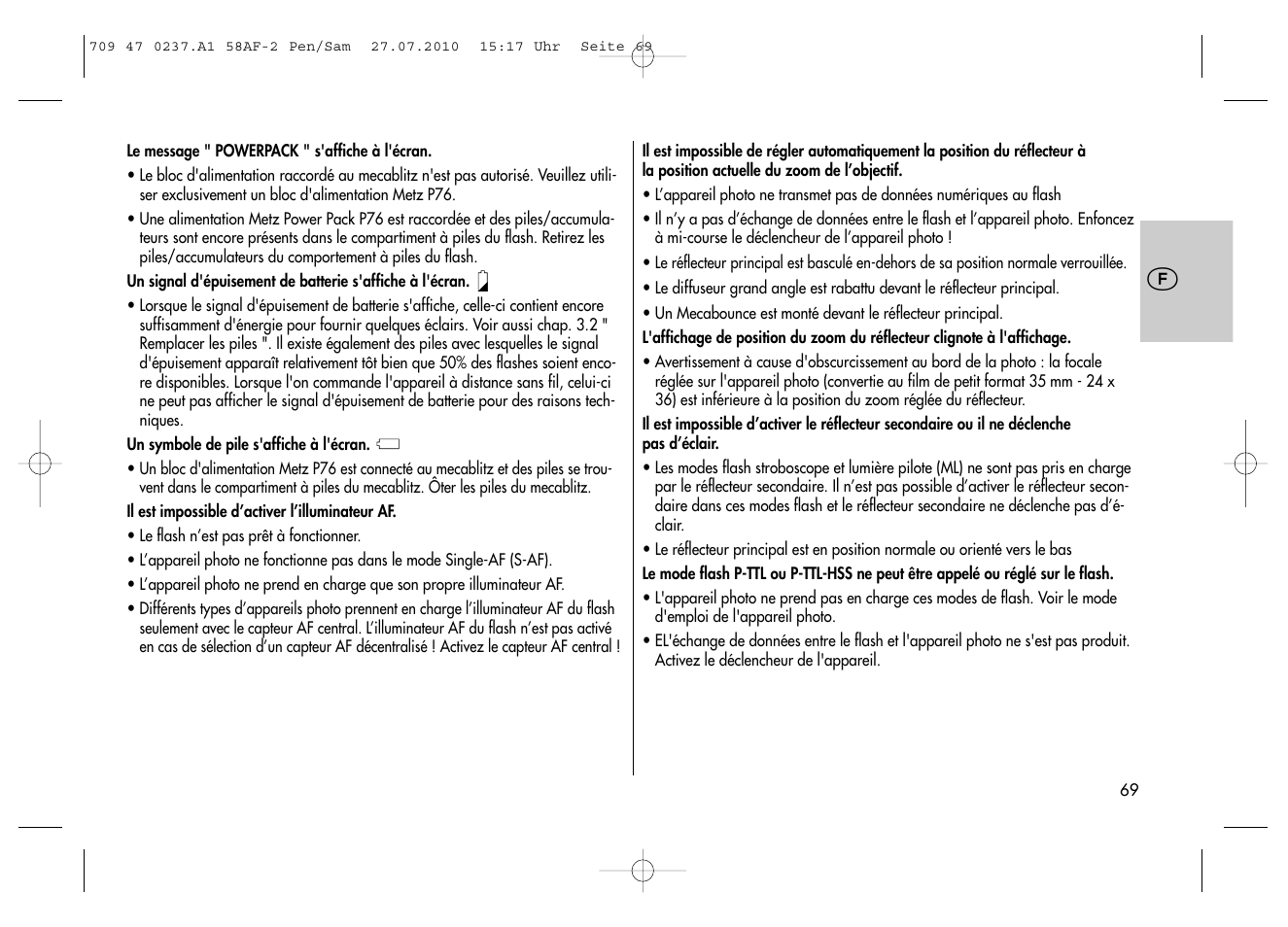 Metz MECABLITZ 58 AF-2 digital Pentax User Manual | Page 69 / 230