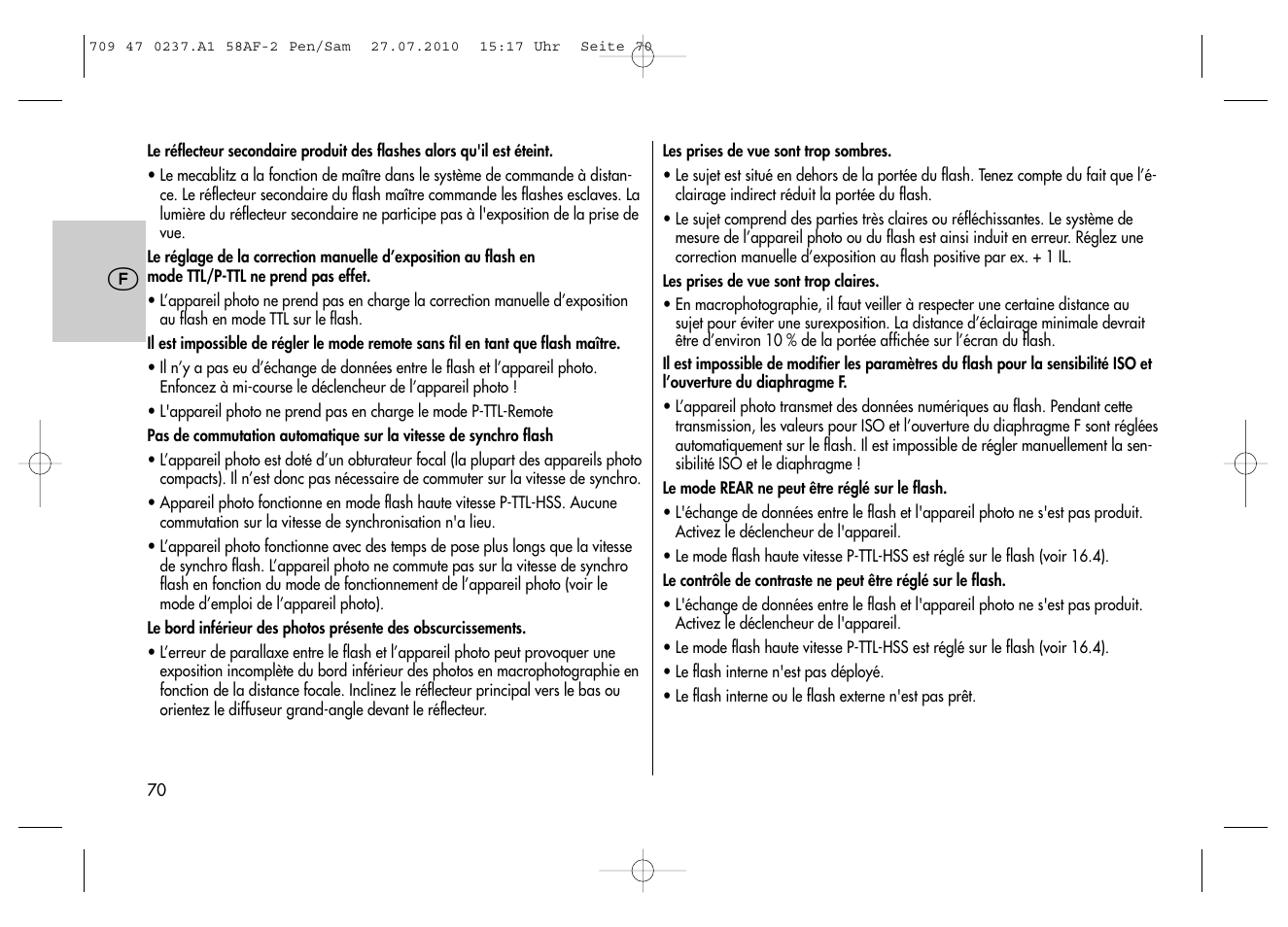 Metz MECABLITZ 58 AF-2 digital Pentax User Manual | Page 70 / 230