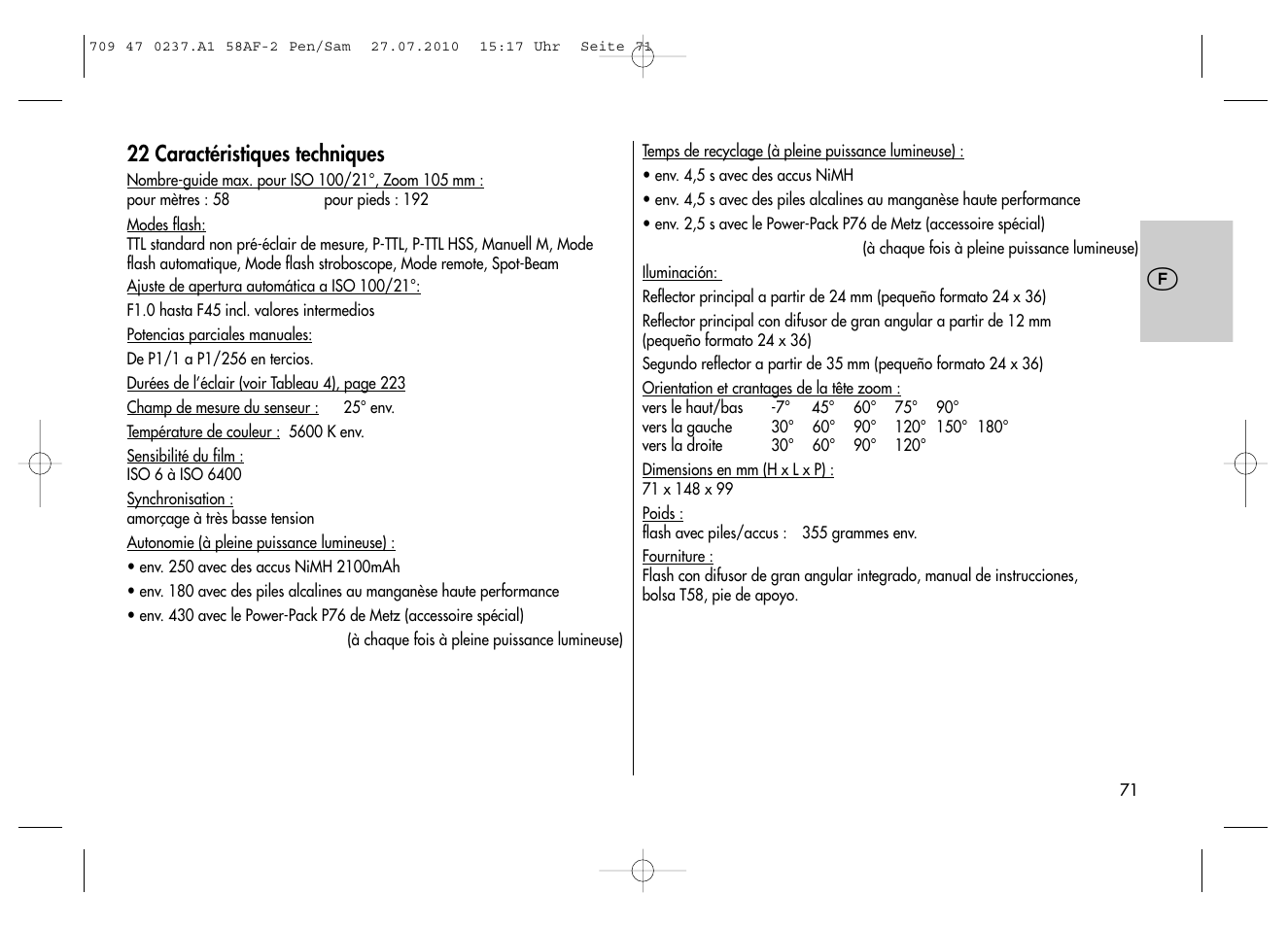 Metz MECABLITZ 58 AF-2 digital Pentax User Manual | Page 71 / 230