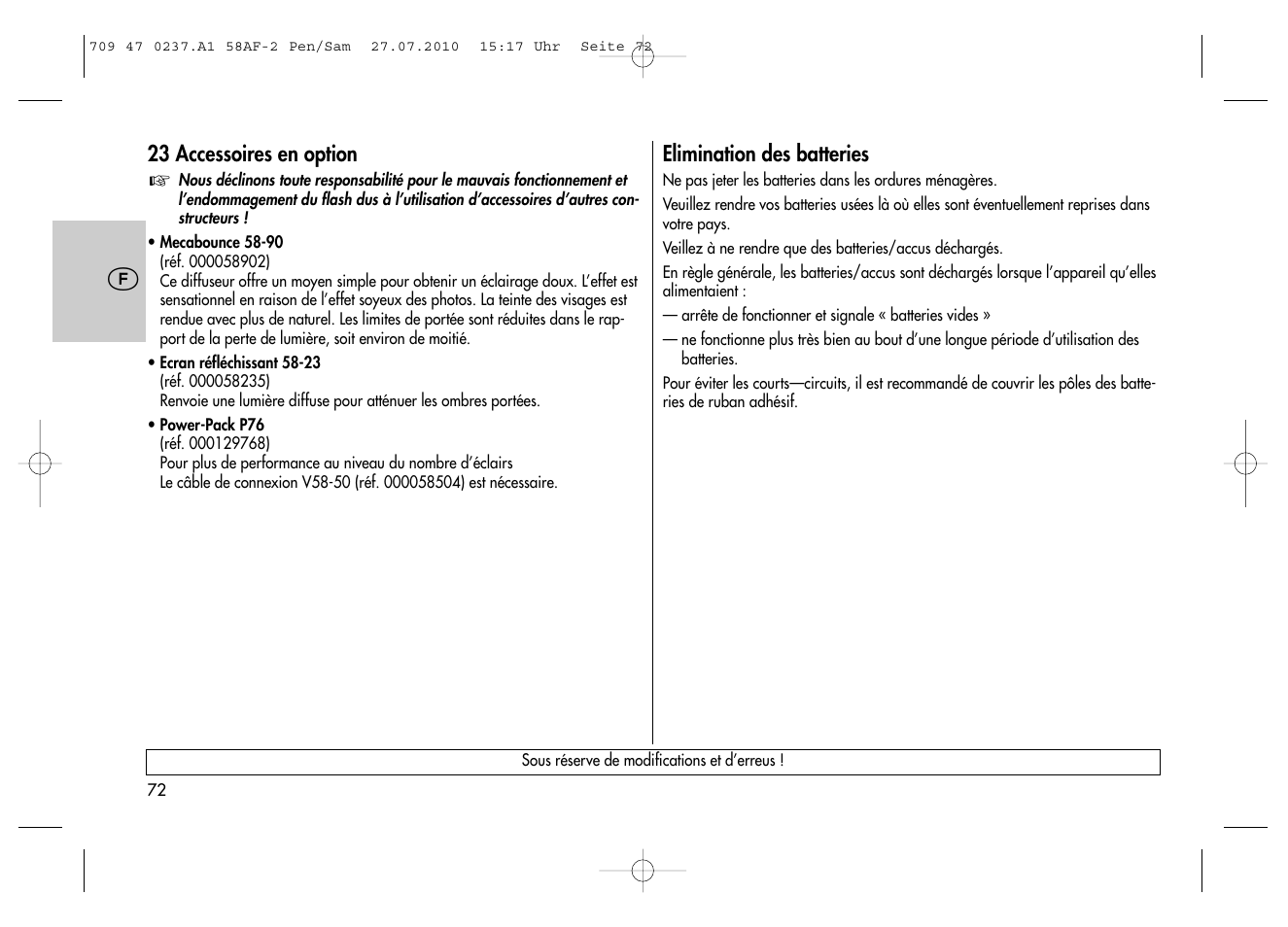 Metz MECABLITZ 58 AF-2 digital Pentax User Manual | Page 72 / 230
