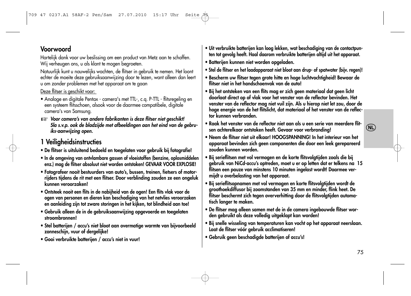 Metz MECABLITZ 58 AF-2 digital Pentax User Manual | Page 75 / 230