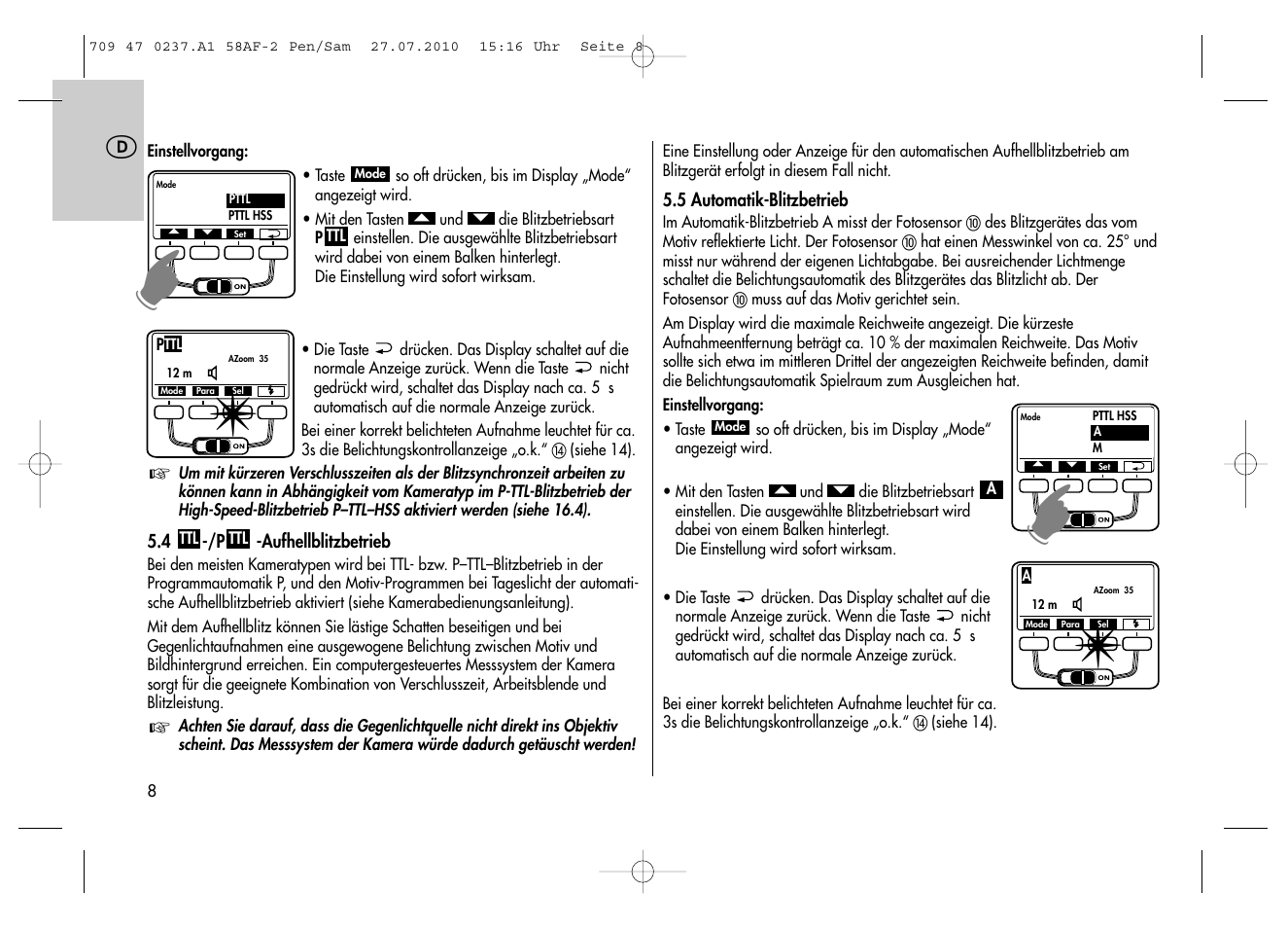 Metz MECABLITZ 58 AF-2 digital Pentax User Manual | Page 8 / 230