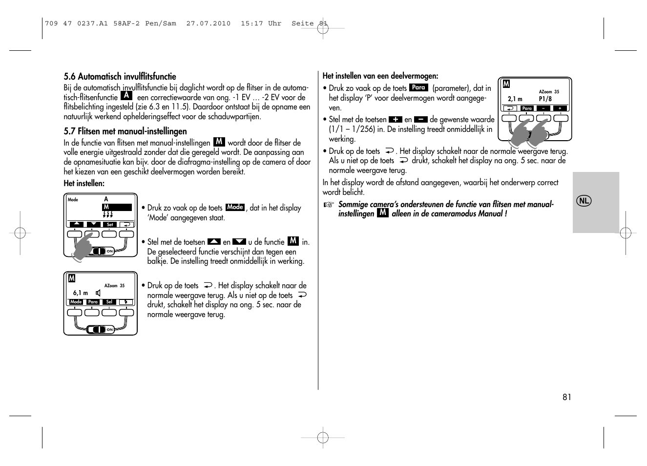Metz MECABLITZ 58 AF-2 digital Pentax User Manual | Page 81 / 230
