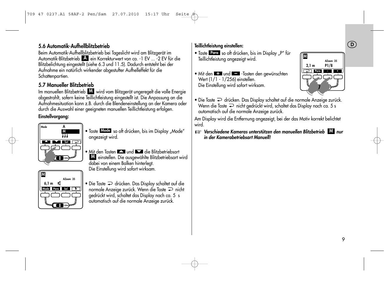 Metz MECABLITZ 58 AF-2 digital Pentax User Manual | Page 9 / 230
