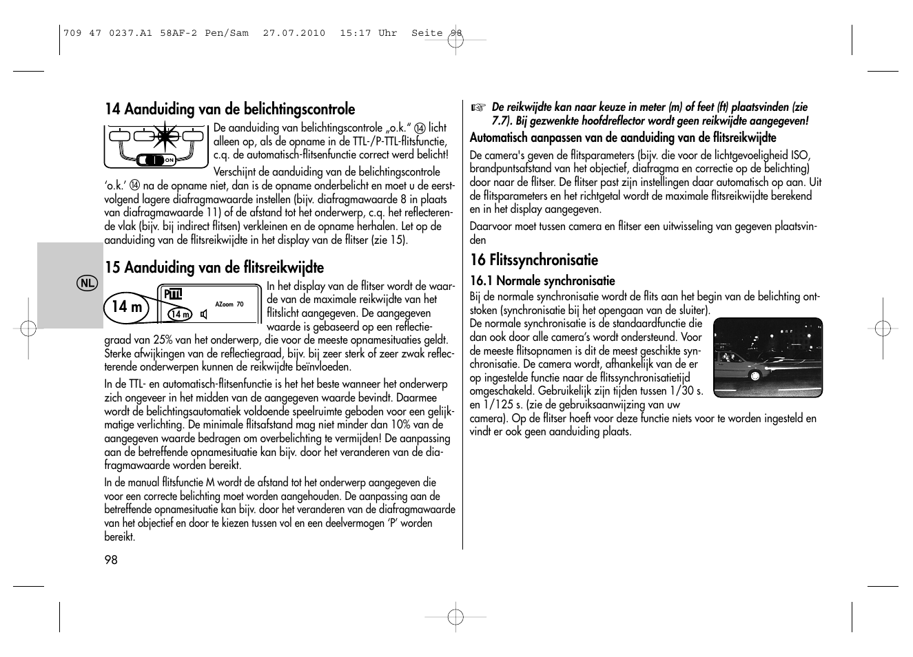 Metz MECABLITZ 58 AF-2 digital Pentax User Manual | Page 98 / 230