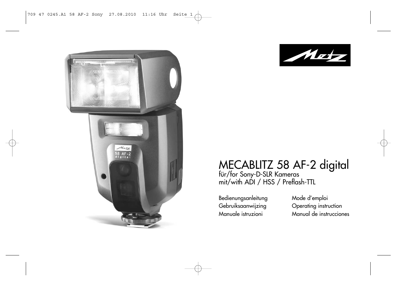 Metz MECABLITZ 58 AF-2 digital Sony User Manual | 214 pages