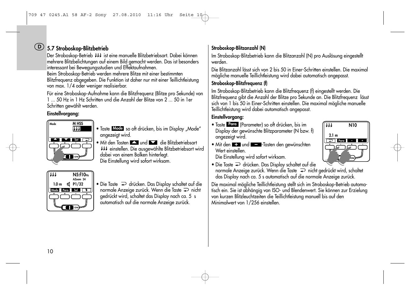 Metz MECABLITZ 58 AF-2 digital Sony User Manual | Page 10 / 214