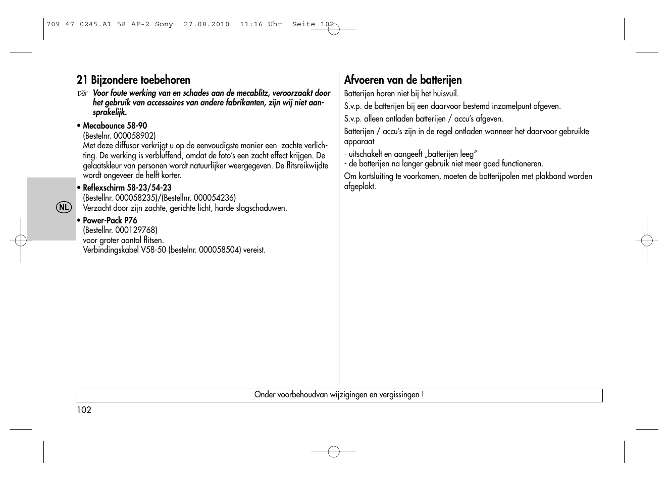 Metz MECABLITZ 58 AF-2 digital Sony User Manual | Page 102 / 214