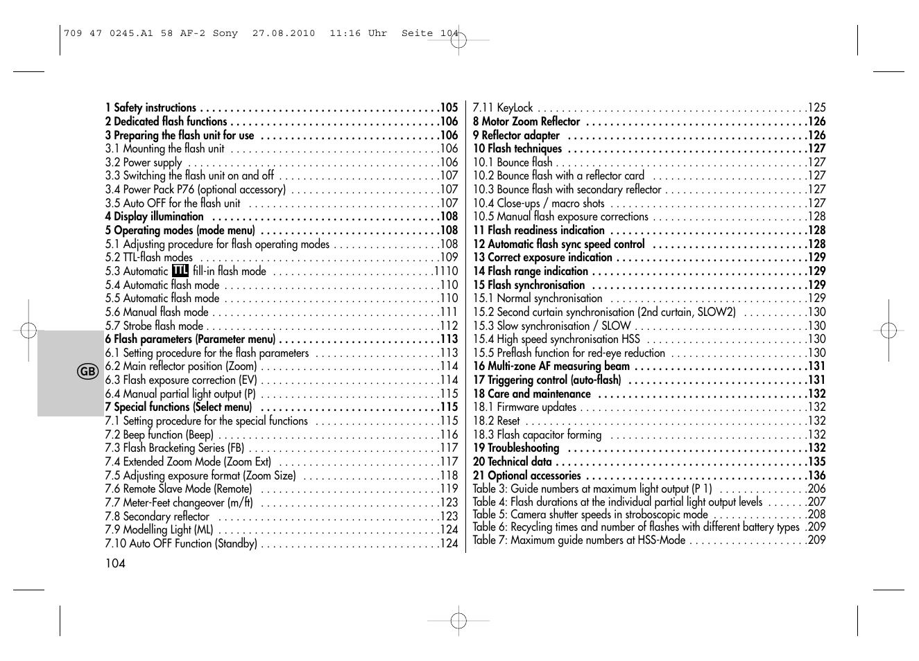 Metz MECABLITZ 58 AF-2 digital Sony User Manual | Page 104 / 214