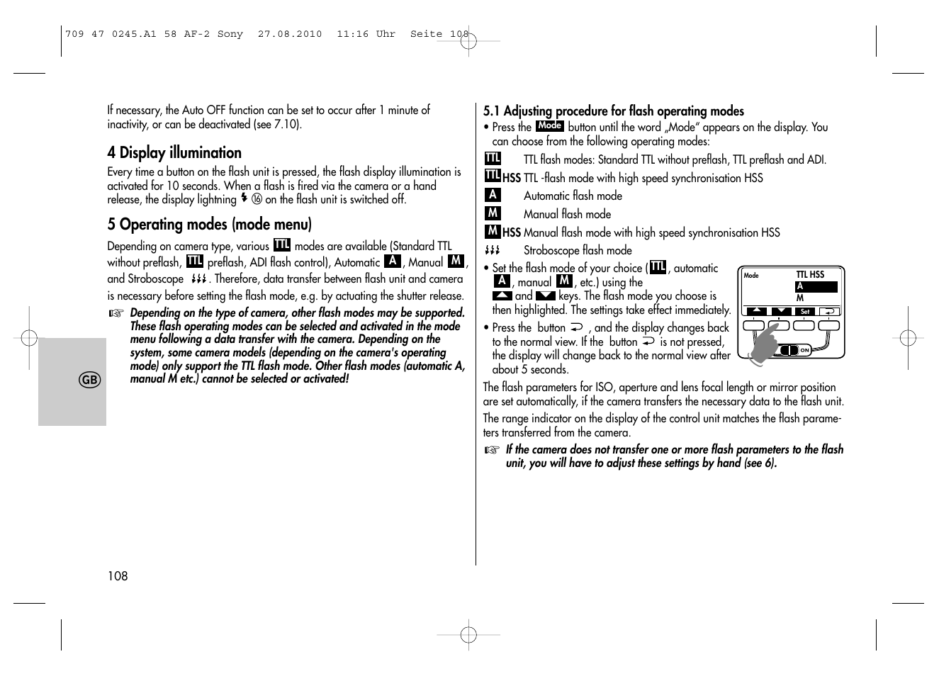 Metz MECABLITZ 58 AF-2 digital Sony User Manual | Page 108 / 214