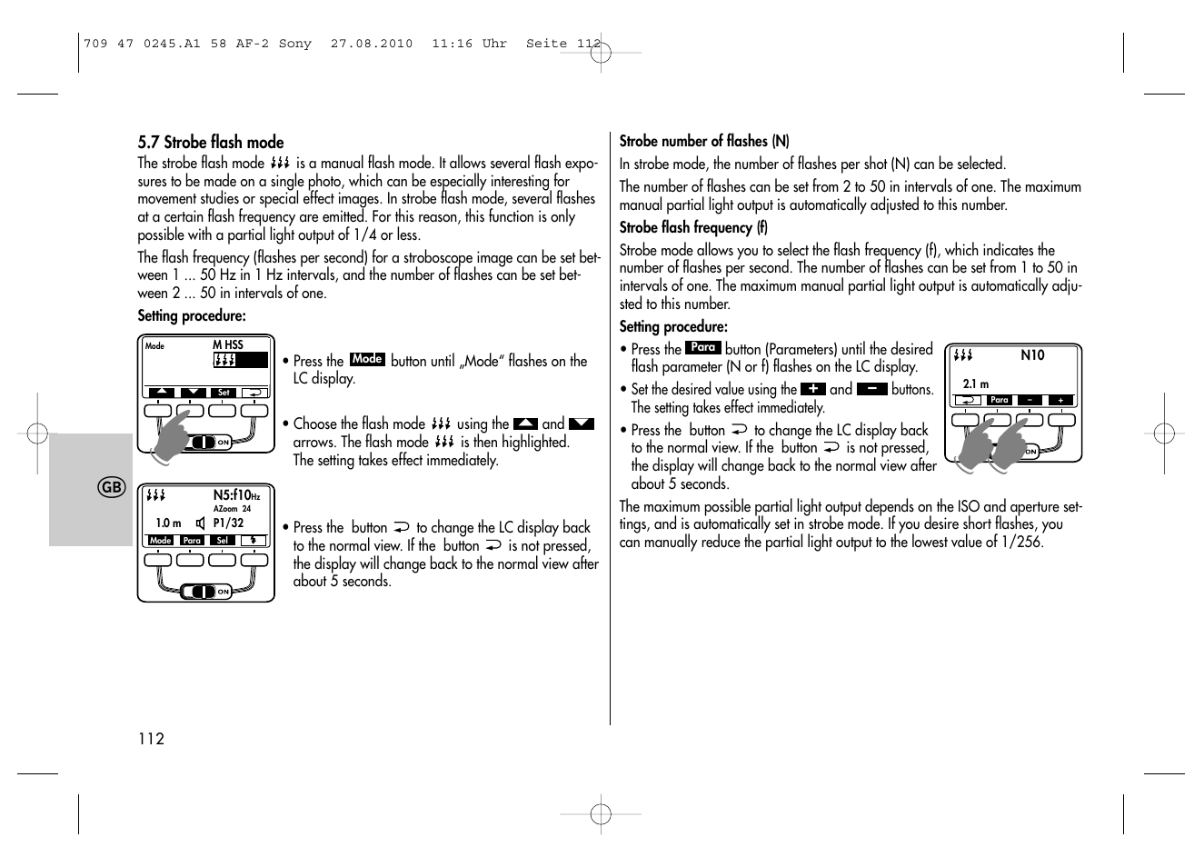 Metz MECABLITZ 58 AF-2 digital Sony User Manual | Page 112 / 214