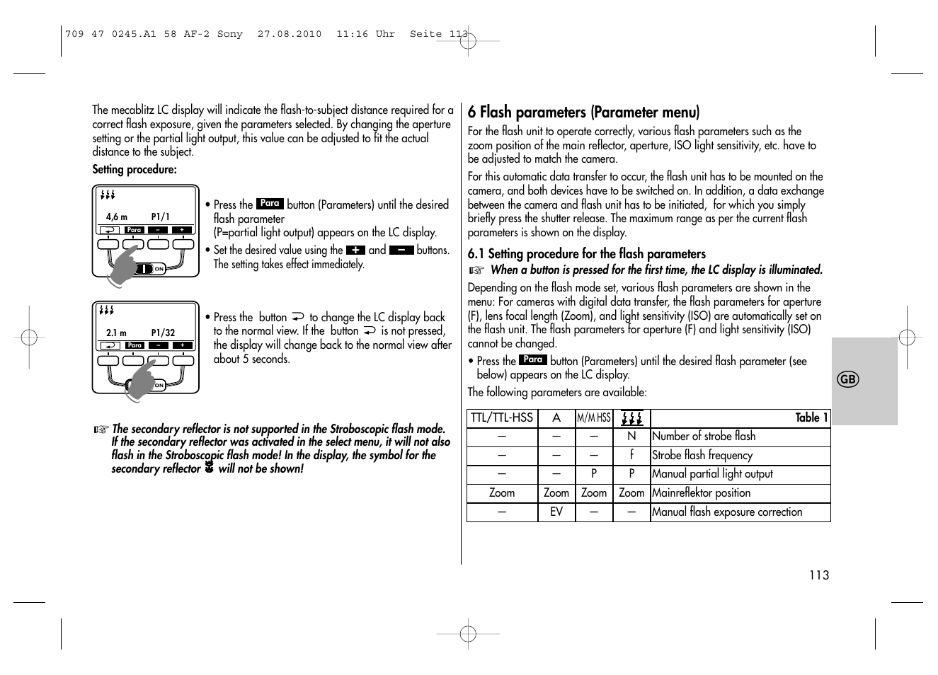 Metz MECABLITZ 58 AF-2 digital Sony User Manual | Page 113 / 214