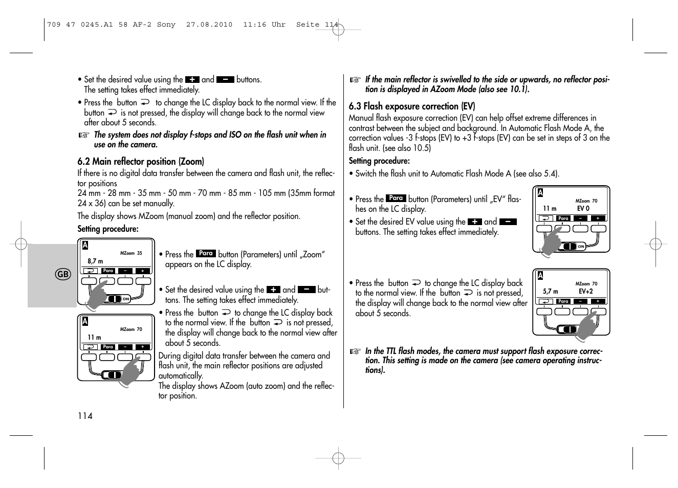 Metz MECABLITZ 58 AF-2 digital Sony User Manual | Page 114 / 214