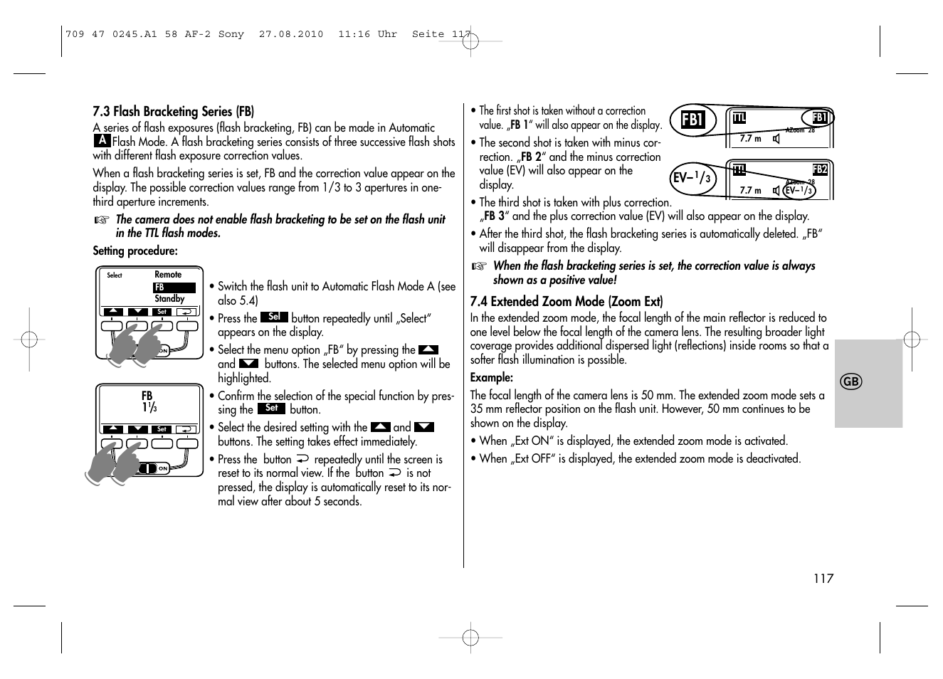 Metz MECABLITZ 58 AF-2 digital Sony User Manual | Page 117 / 214