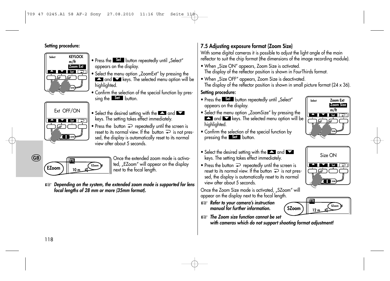 Metz MECABLITZ 58 AF-2 digital Sony User Manual | Page 118 / 214