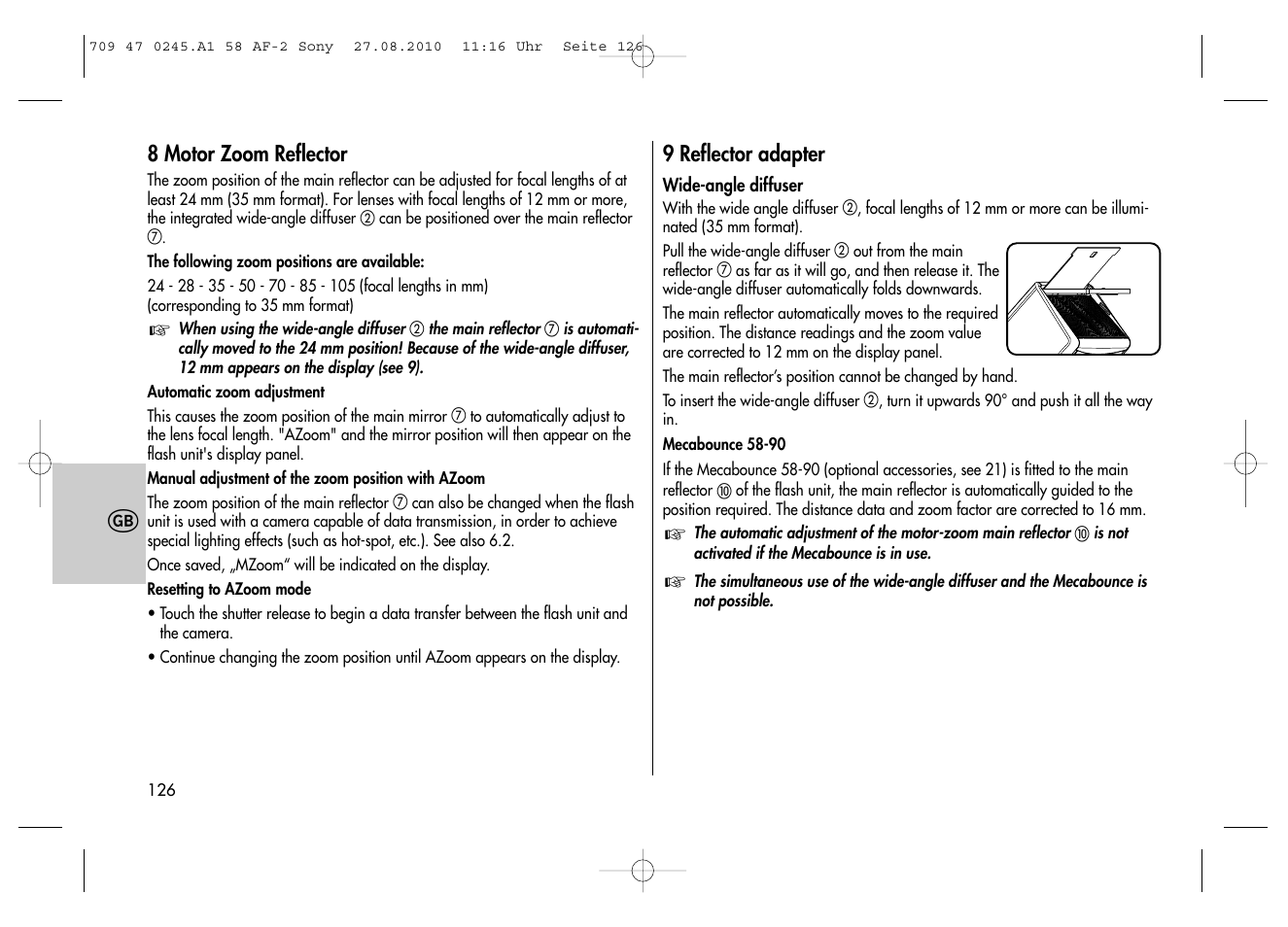 Metz MECABLITZ 58 AF-2 digital Sony User Manual | Page 126 / 214