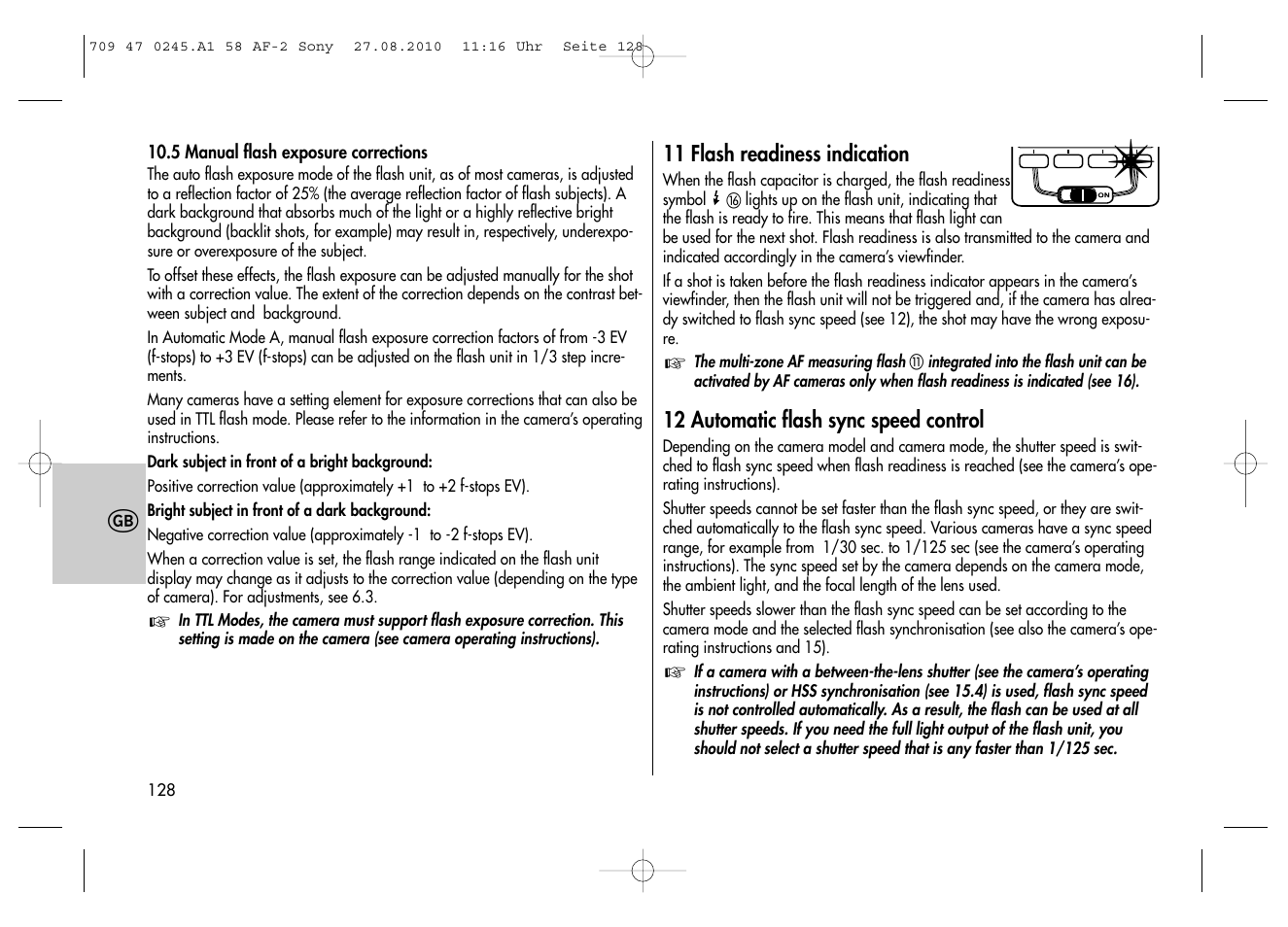 Metz MECABLITZ 58 AF-2 digital Sony User Manual | Page 128 / 214