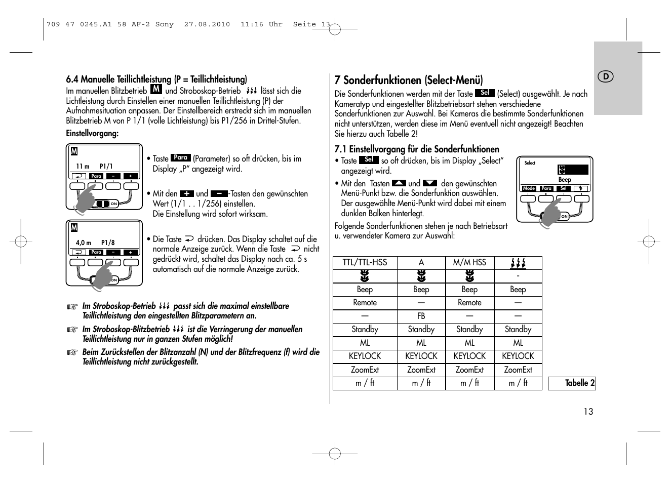 Metz MECABLITZ 58 AF-2 digital Sony User Manual | Page 13 / 214