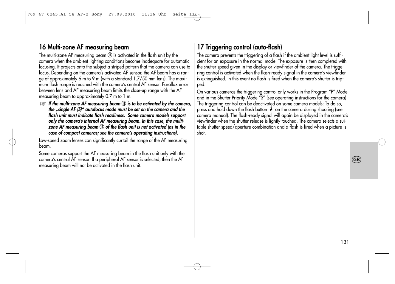 Metz MECABLITZ 58 AF-2 digital Sony User Manual | Page 131 / 214