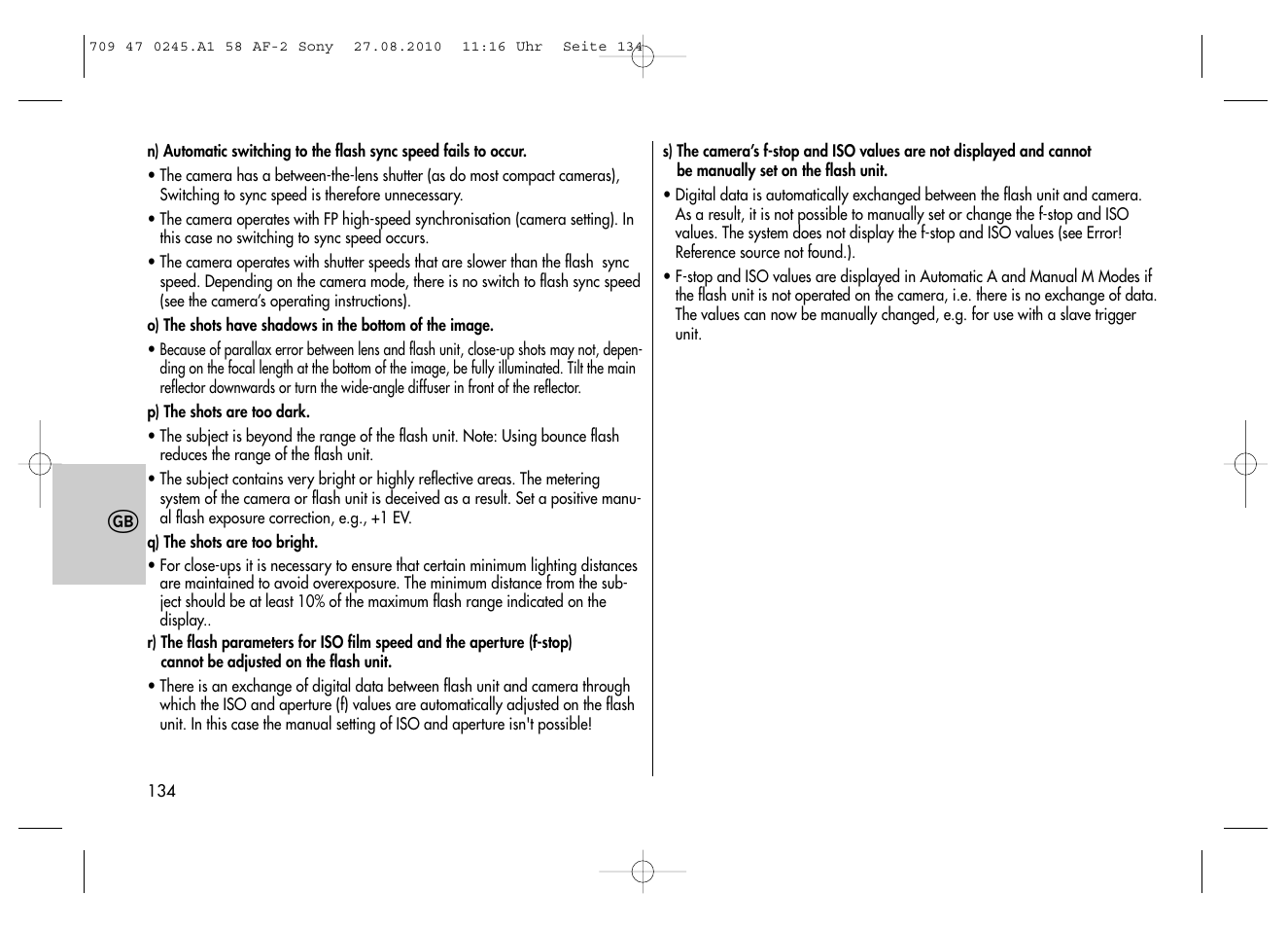 Metz MECABLITZ 58 AF-2 digital Sony User Manual | Page 134 / 214