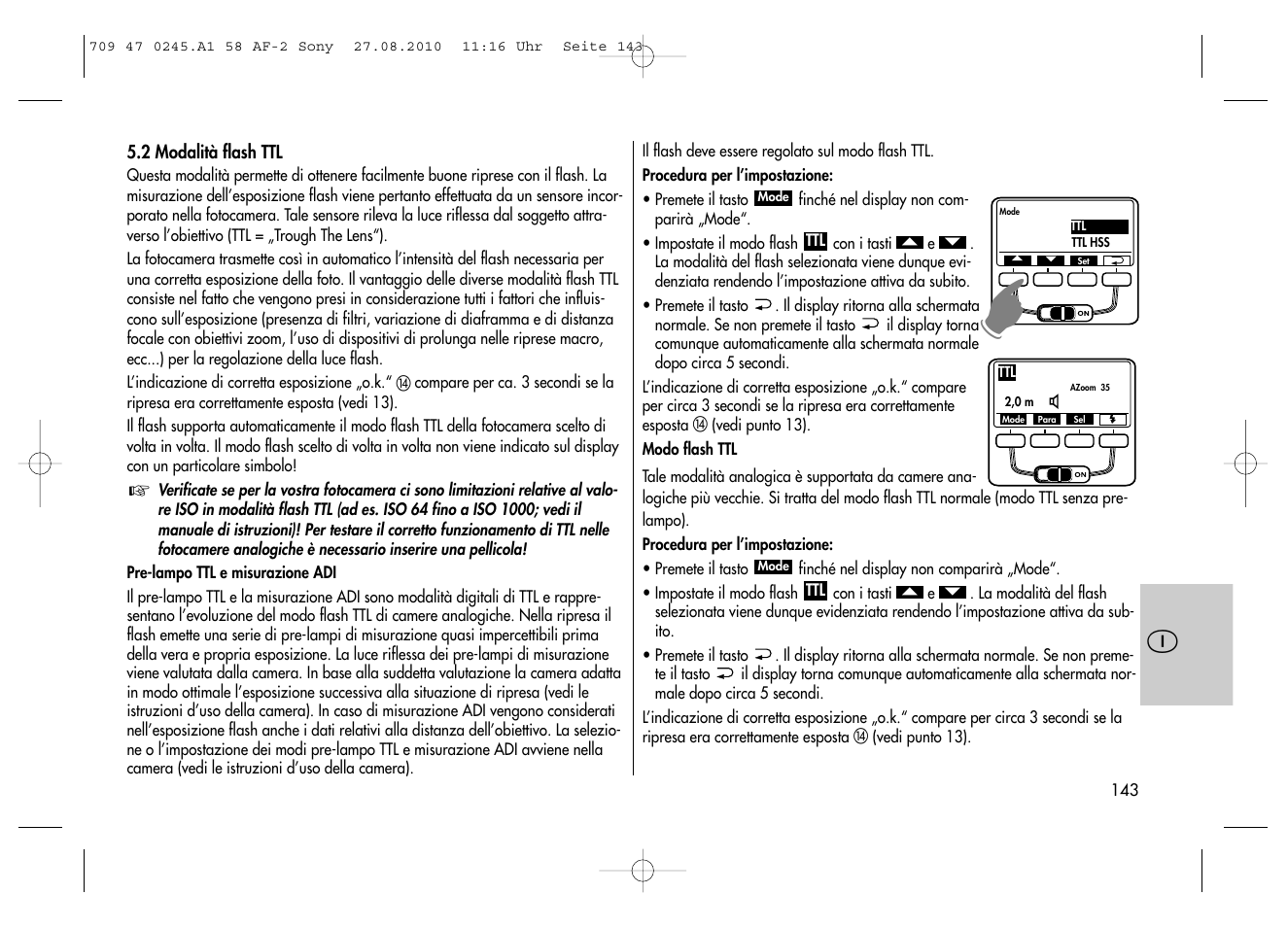 Metz MECABLITZ 58 AF-2 digital Sony User Manual | Page 143 / 214