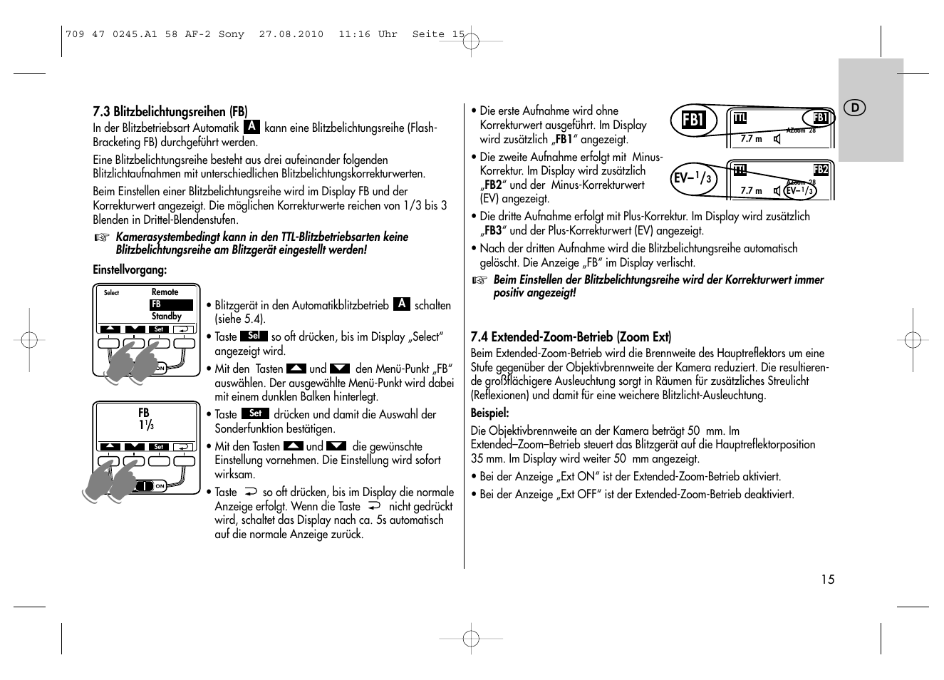 Metz MECABLITZ 58 AF-2 digital Sony User Manual | Page 15 / 214