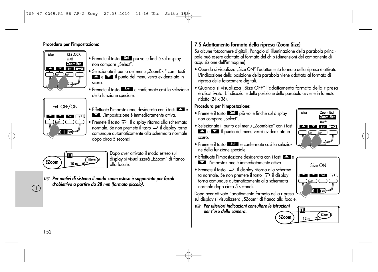 Metz MECABLITZ 58 AF-2 digital Sony User Manual | Page 152 / 214