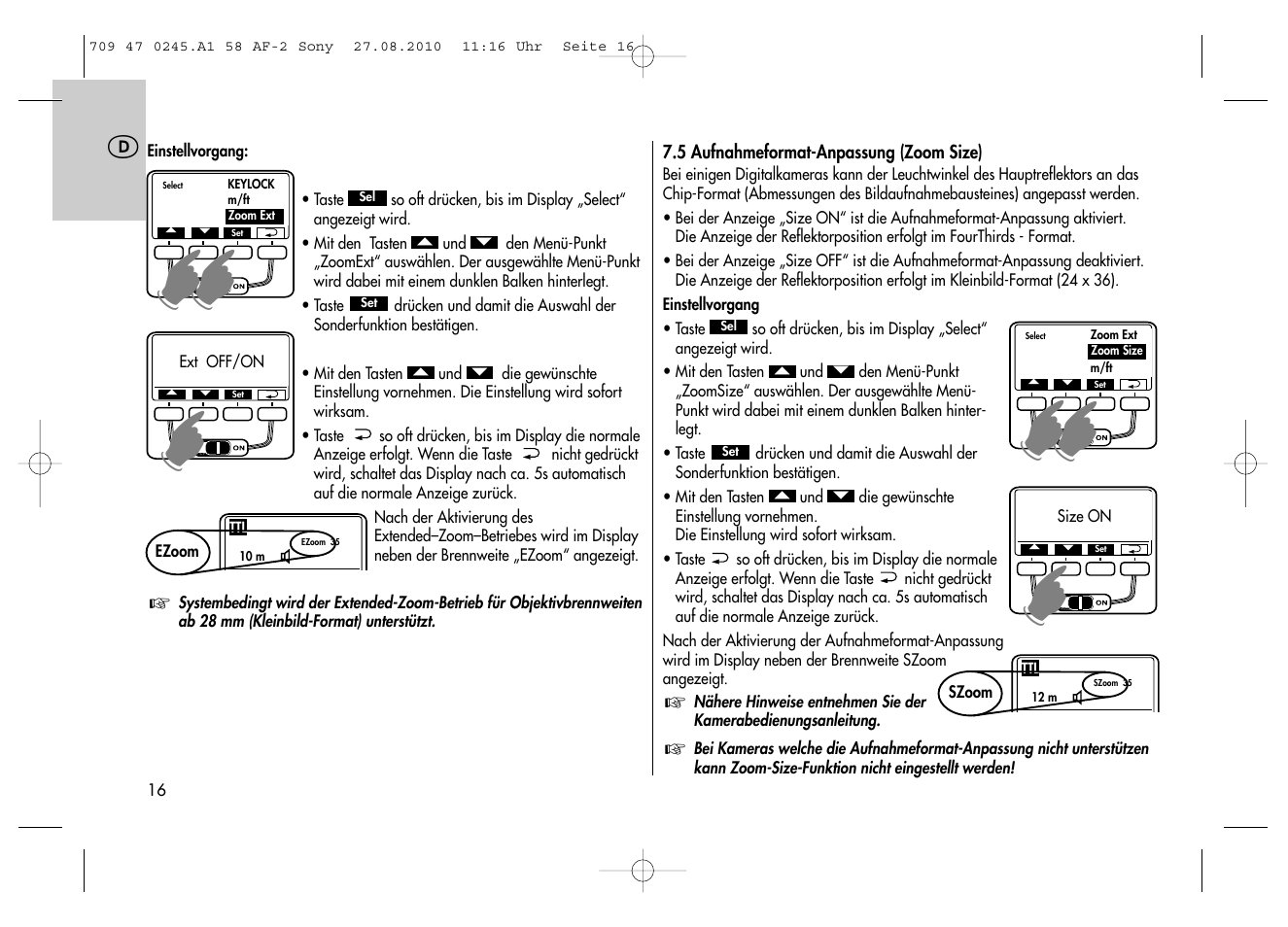 Metz MECABLITZ 58 AF-2 digital Sony User Manual | Page 16 / 214