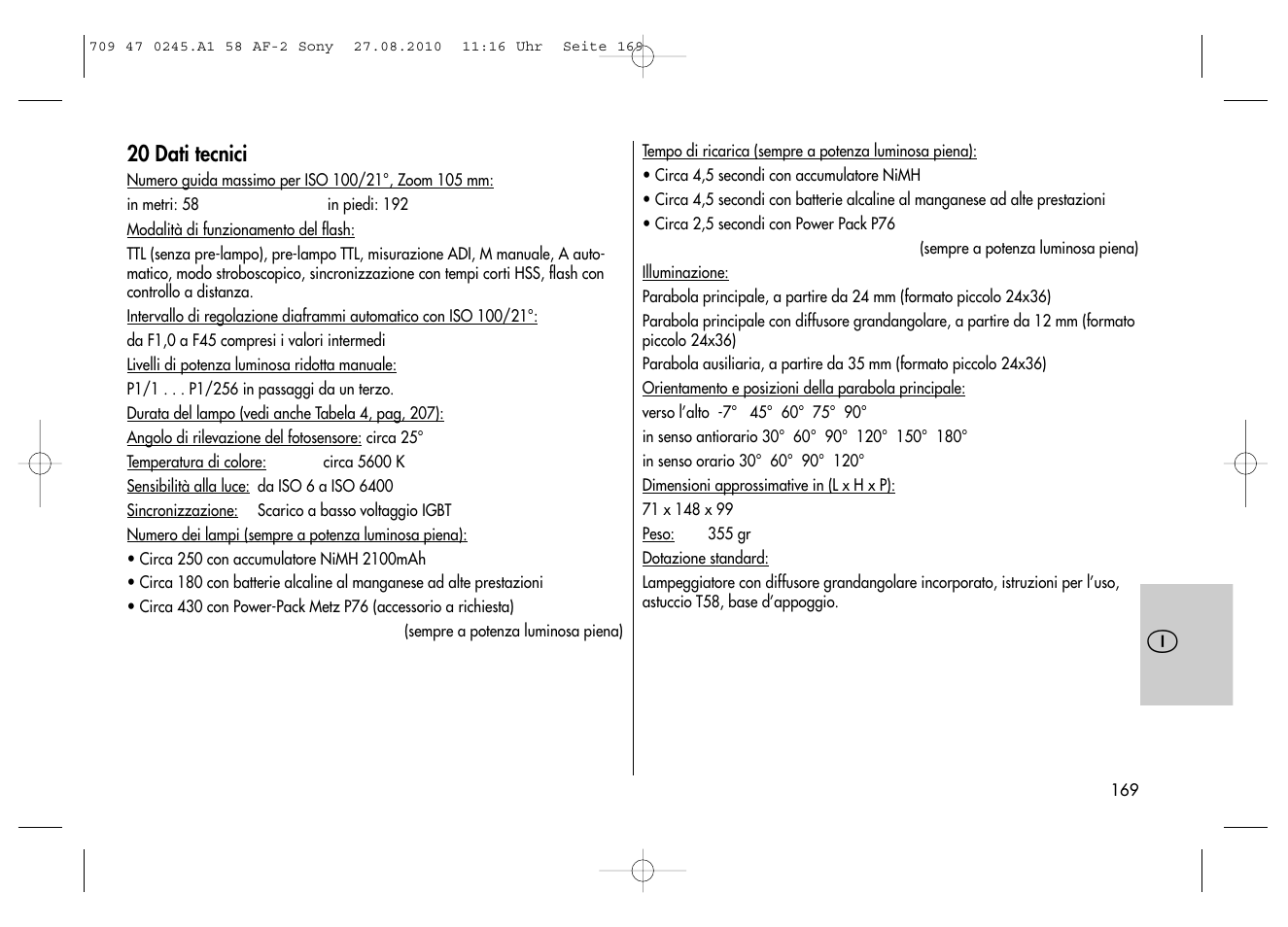 Metz MECABLITZ 58 AF-2 digital Sony User Manual | Page 169 / 214
