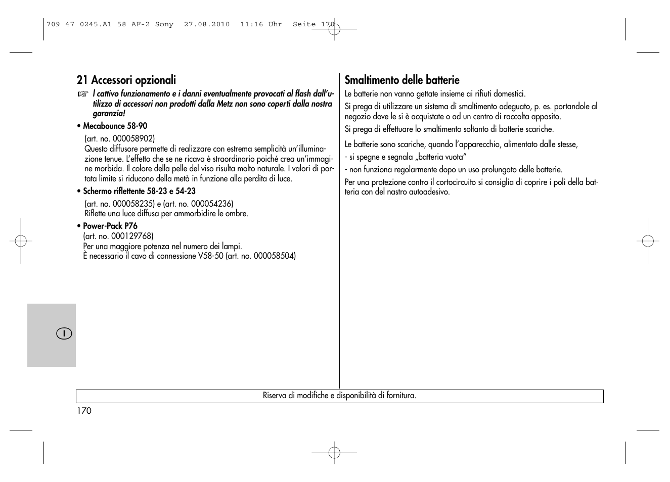 Metz MECABLITZ 58 AF-2 digital Sony User Manual | Page 170 / 214