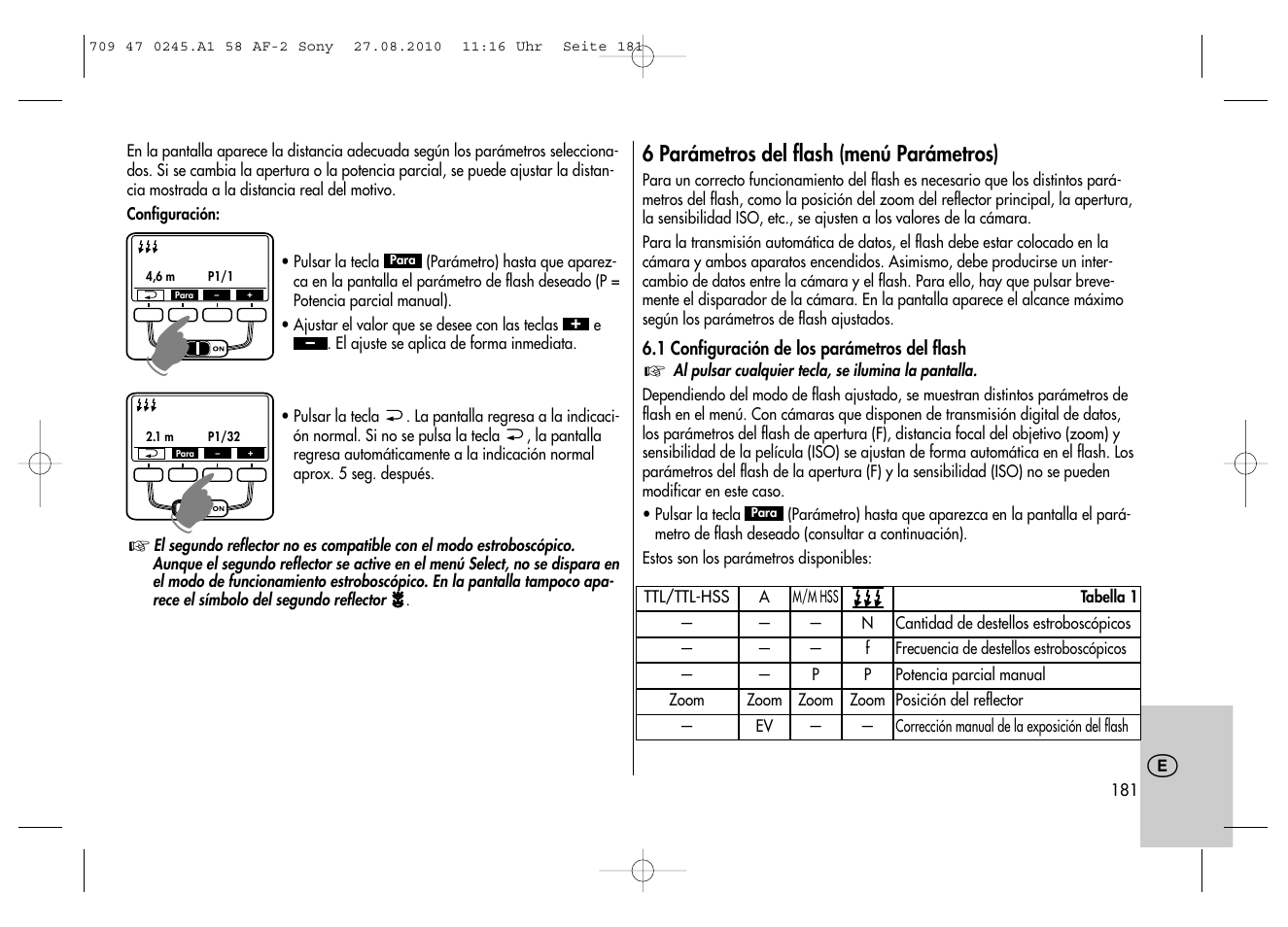 Metz MECABLITZ 58 AF-2 digital Sony User Manual | Page 181 / 214