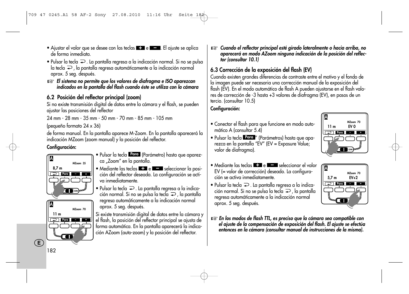 Metz MECABLITZ 58 AF-2 digital Sony User Manual | Page 182 / 214