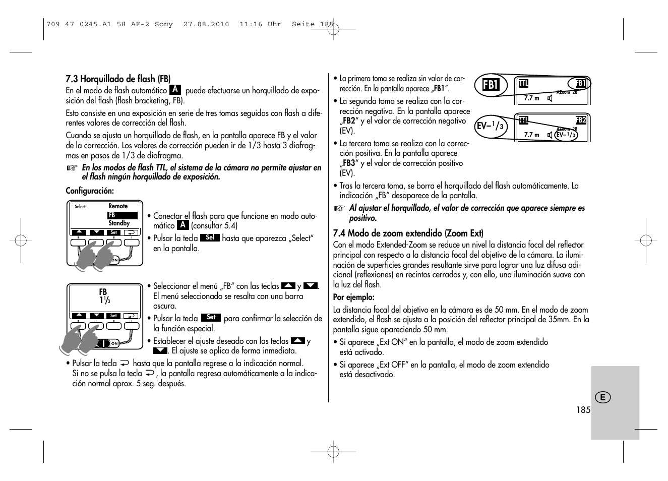 Metz MECABLITZ 58 AF-2 digital Sony User Manual | Page 185 / 214