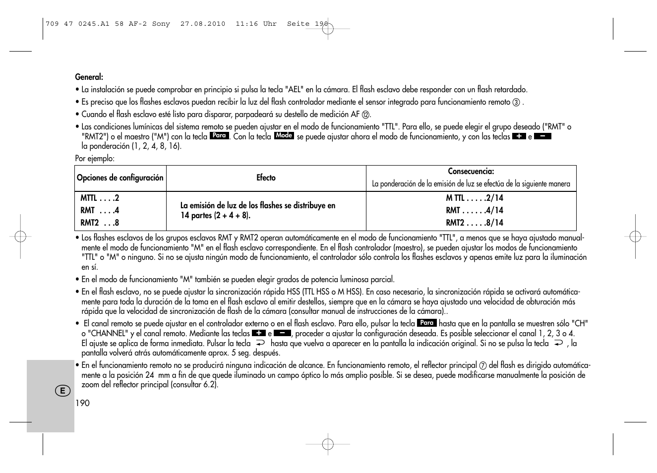 Metz MECABLITZ 58 AF-2 digital Sony User Manual | Page 190 / 214