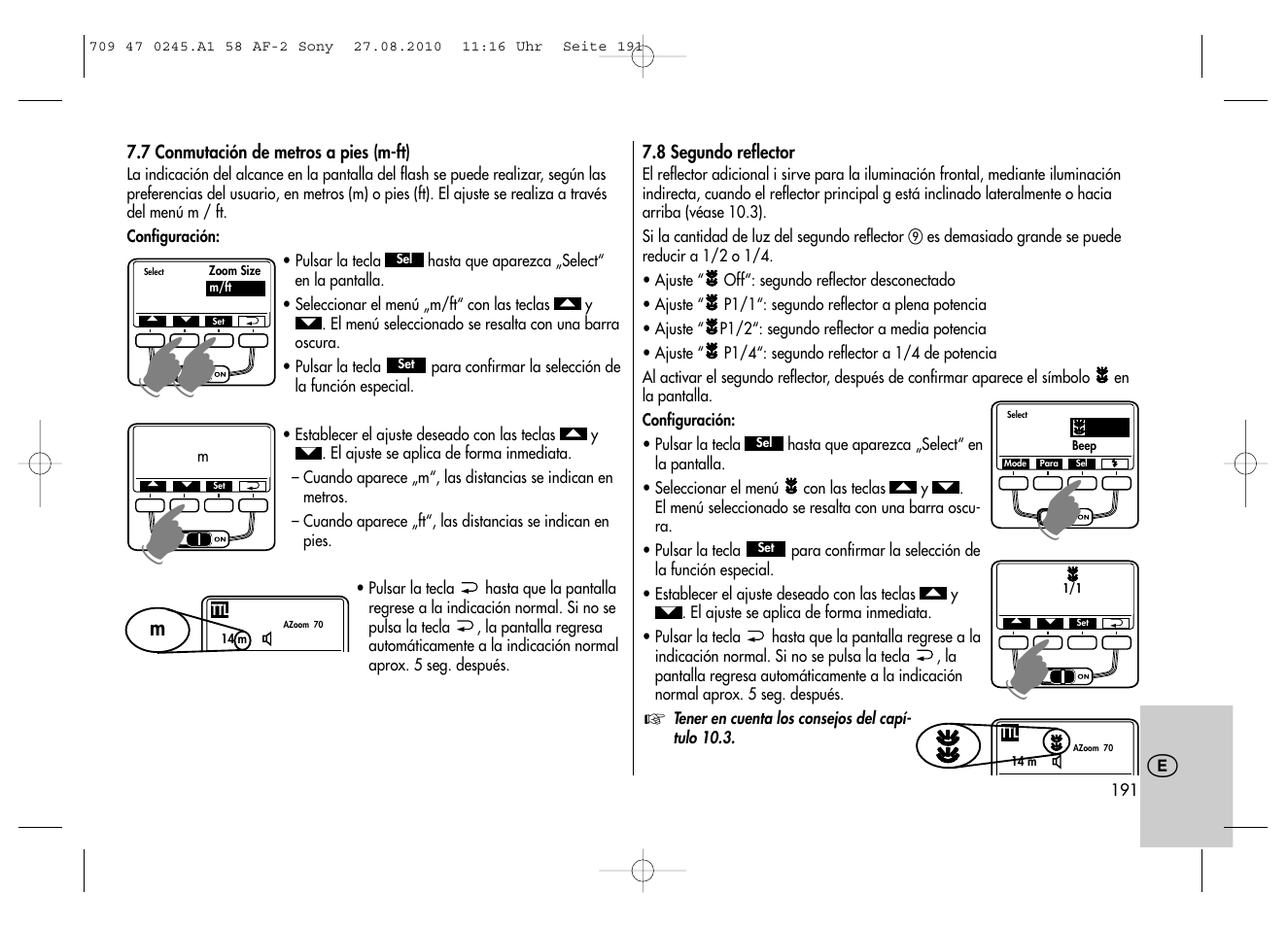 Metz MECABLITZ 58 AF-2 digital Sony User Manual | Page 191 / 214