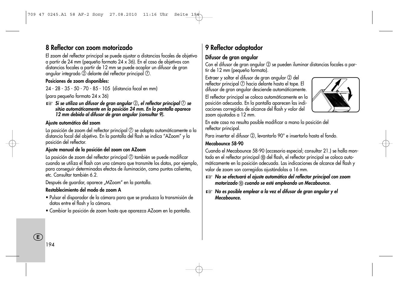 Metz MECABLITZ 58 AF-2 digital Sony User Manual | Page 194 / 214