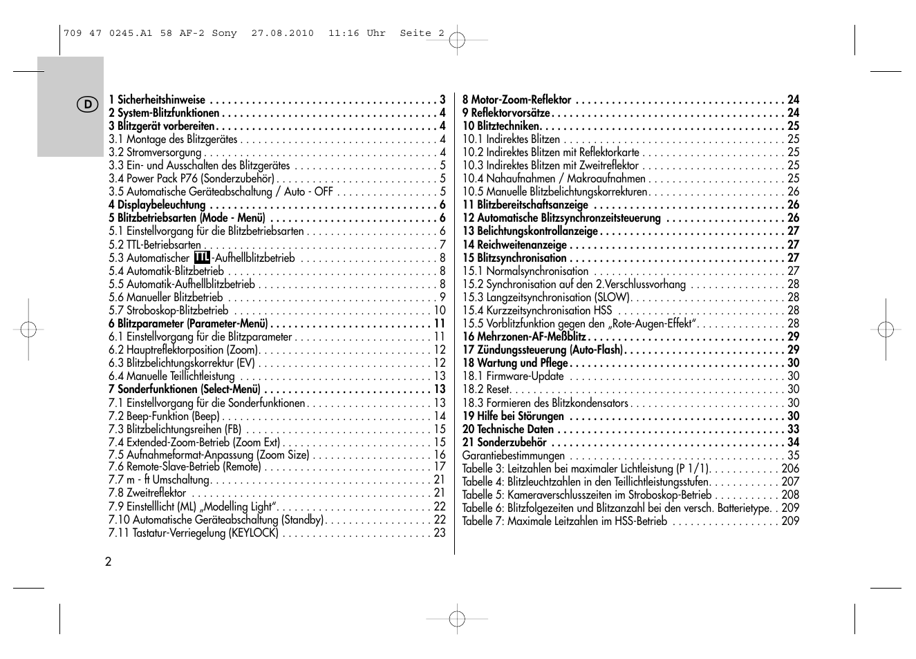 Metz MECABLITZ 58 AF-2 digital Sony User Manual | Page 2 / 214