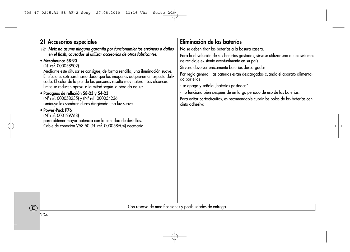 Metz MECABLITZ 58 AF-2 digital Sony User Manual | Page 204 / 214