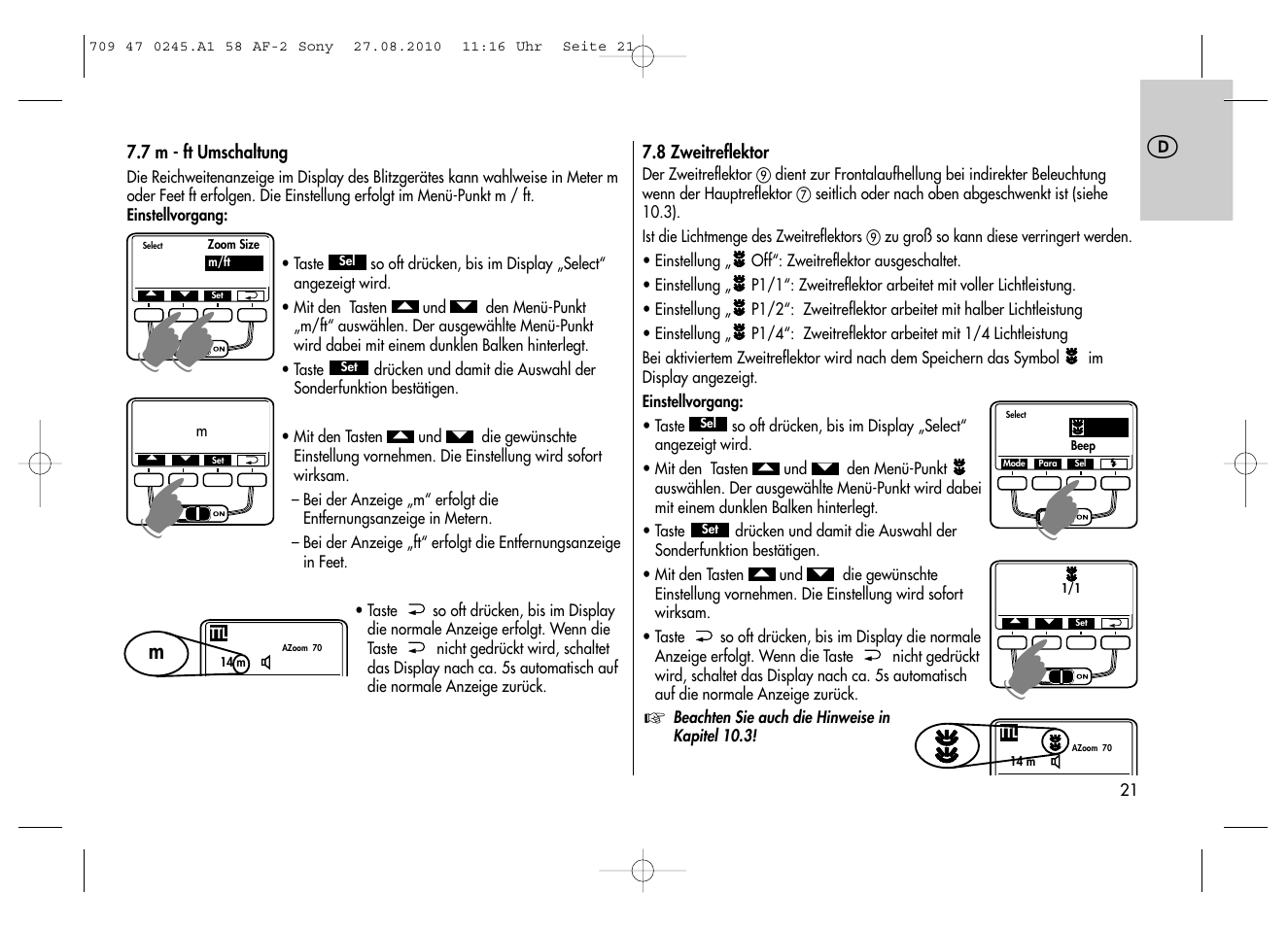 Metz MECABLITZ 58 AF-2 digital Sony User Manual | Page 21 / 214