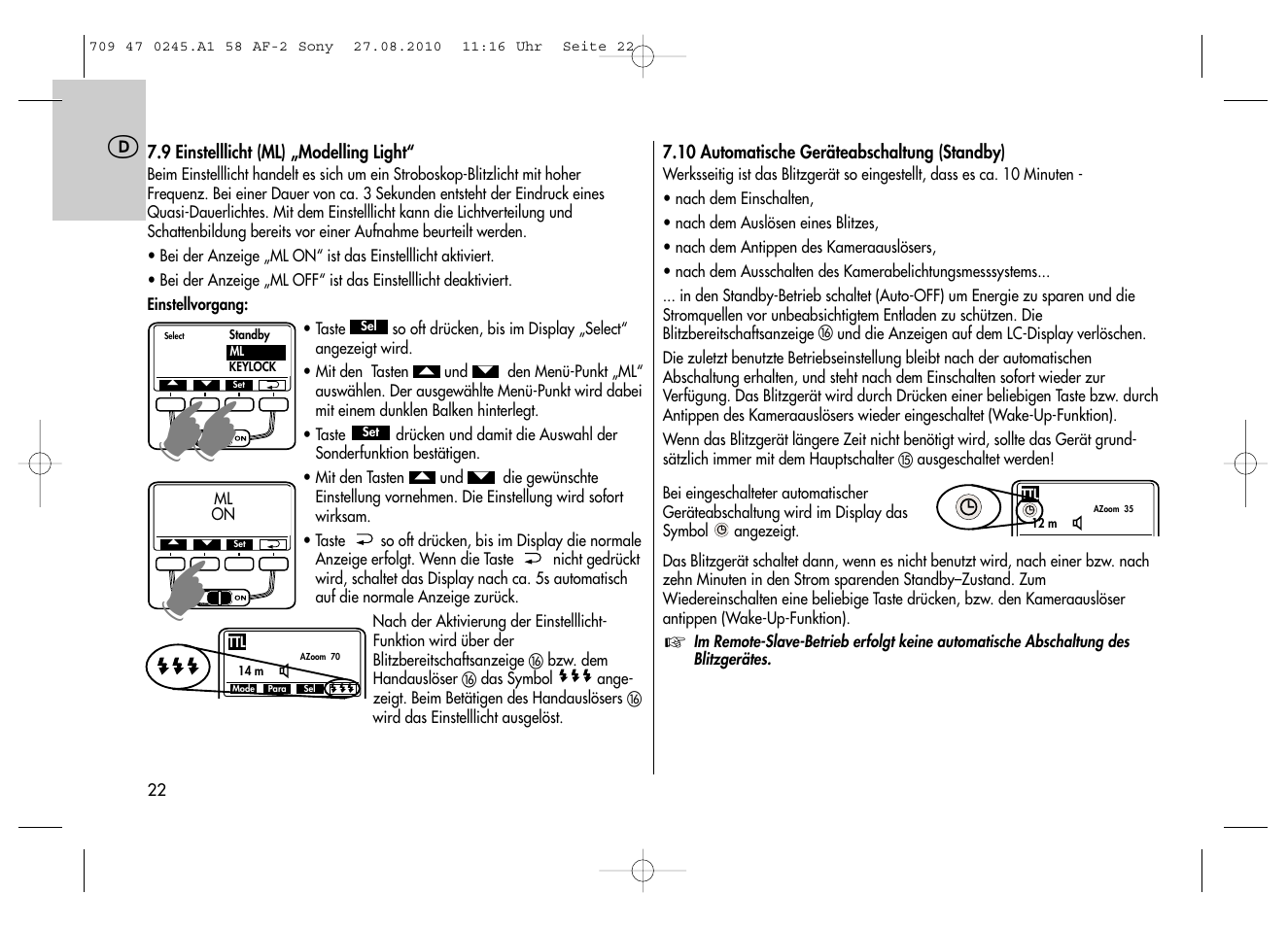 Metz MECABLITZ 58 AF-2 digital Sony User Manual | Page 22 / 214