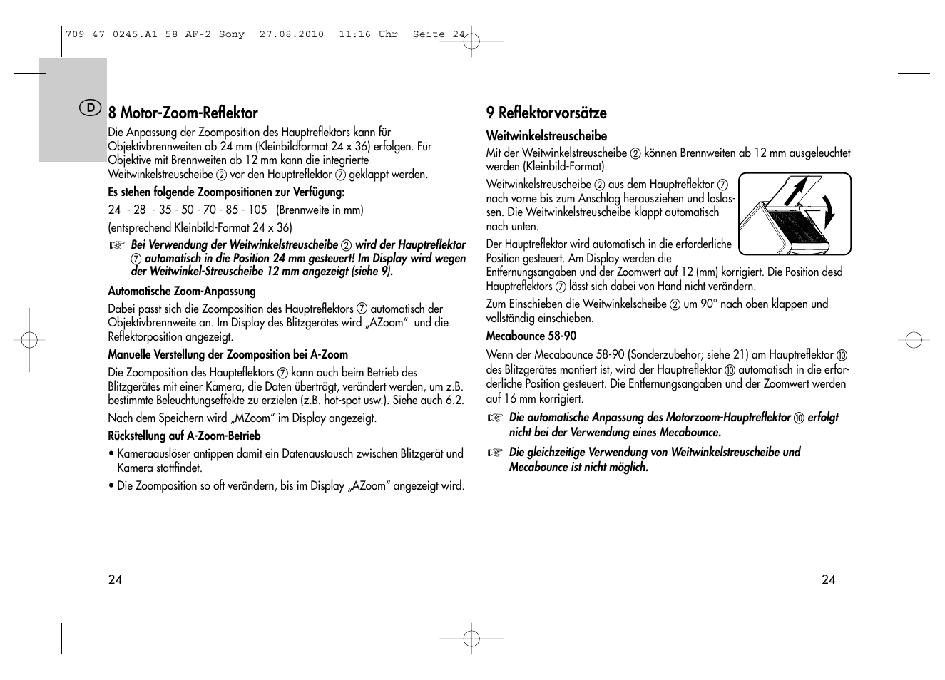 Metz MECABLITZ 58 AF-2 digital Sony User Manual | Page 24 / 214