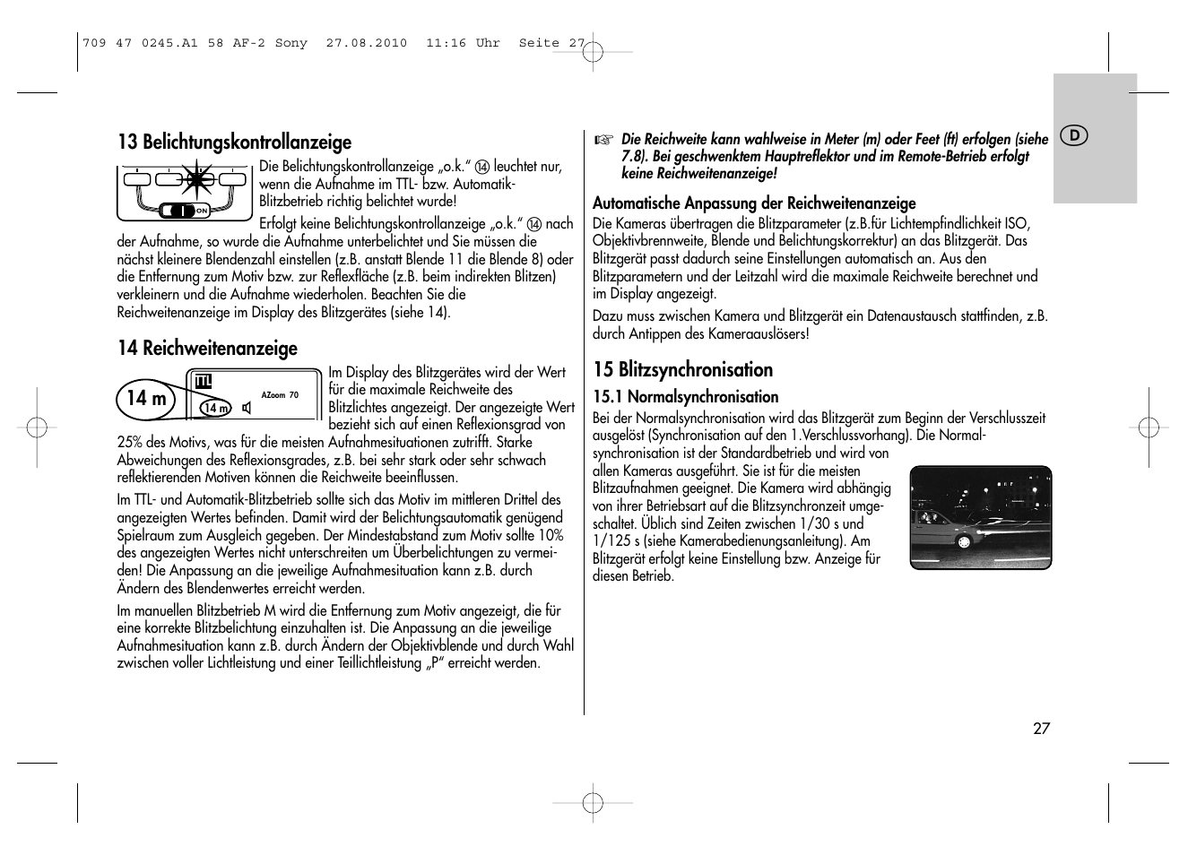 Metz MECABLITZ 58 AF-2 digital Sony User Manual | Page 27 / 214