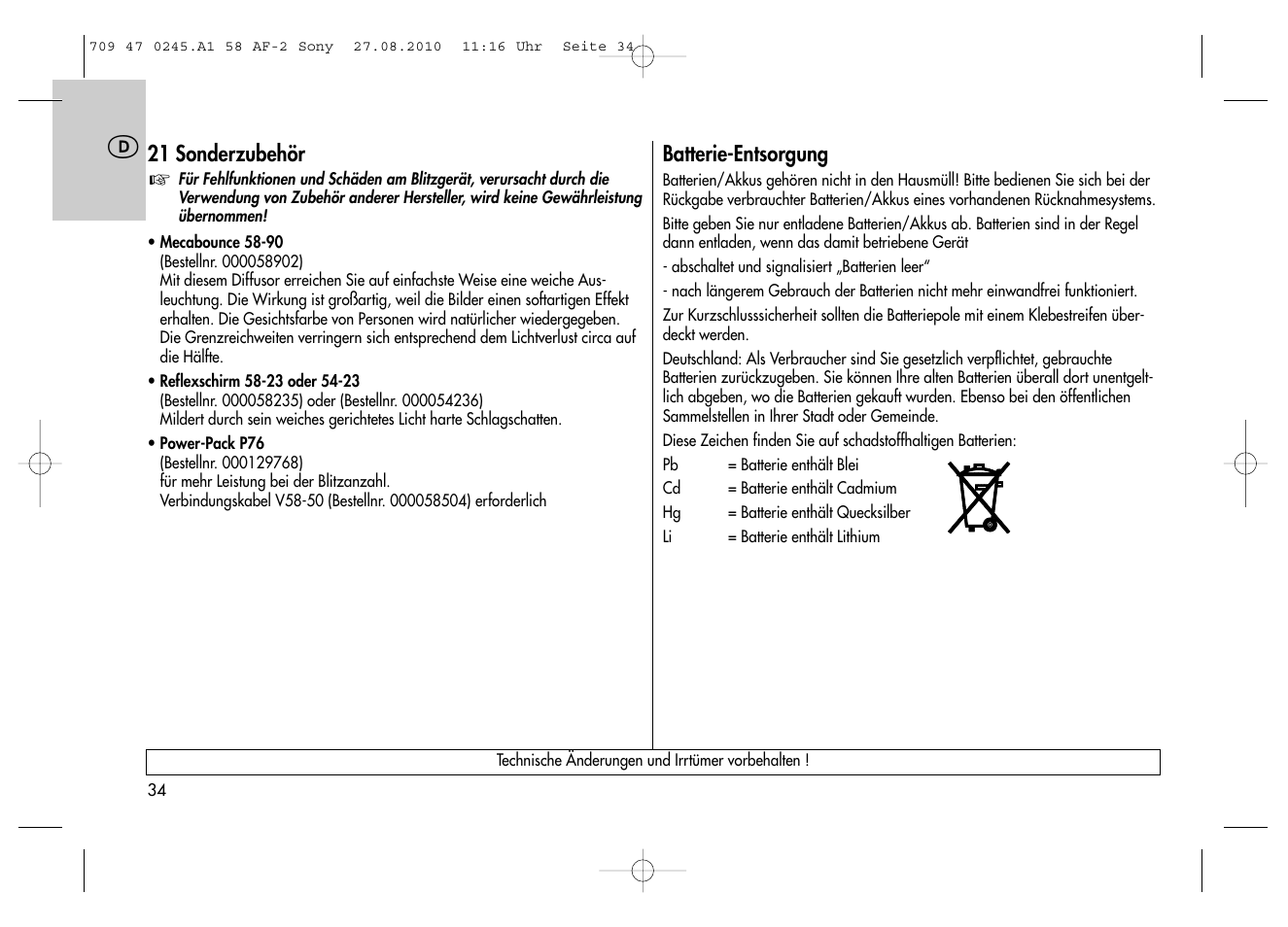 Metz MECABLITZ 58 AF-2 digital Sony User Manual | Page 34 / 214