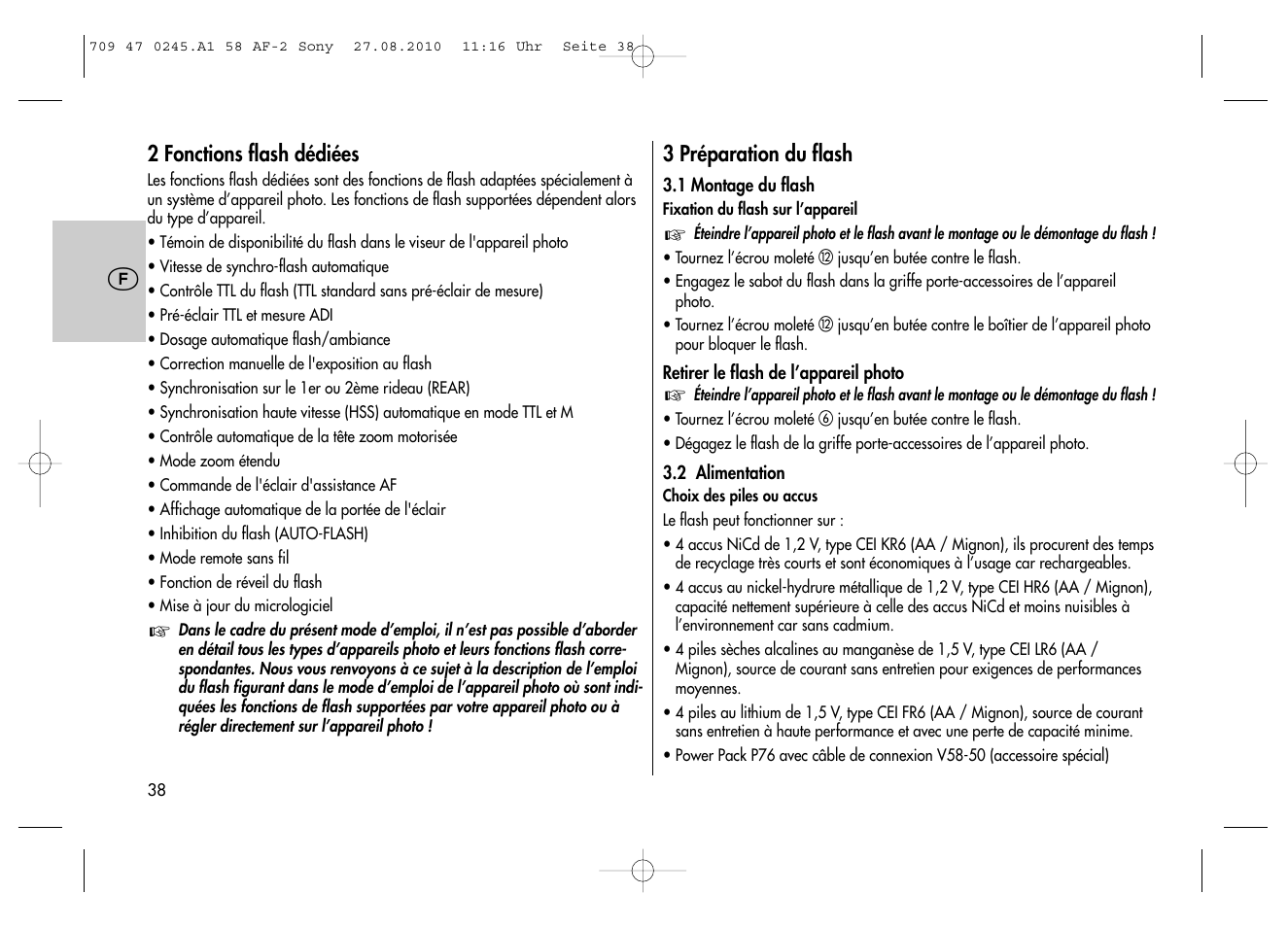 Metz MECABLITZ 58 AF-2 digital Sony User Manual | Page 38 / 214