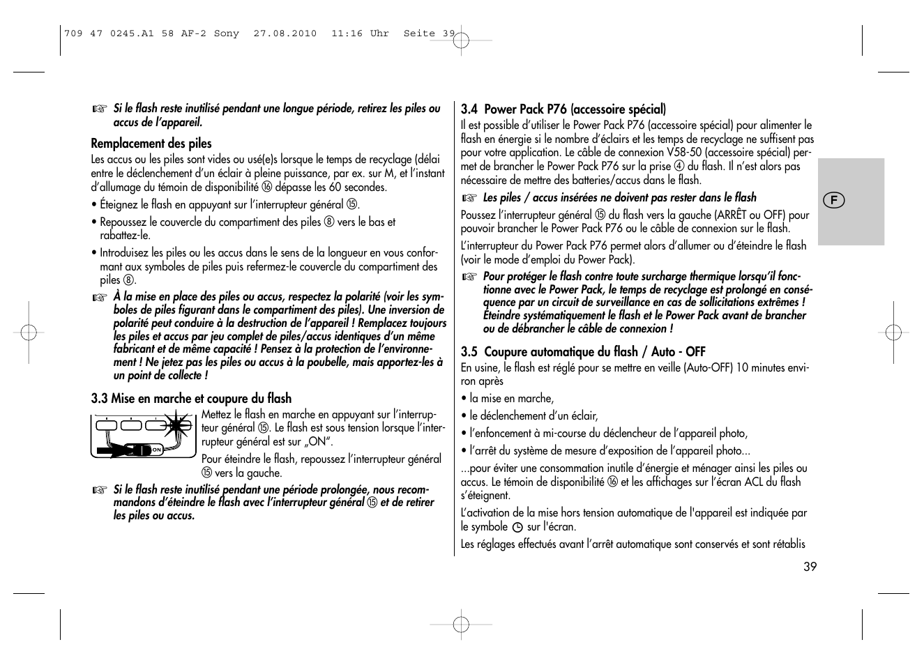 Metz MECABLITZ 58 AF-2 digital Sony User Manual | Page 39 / 214
