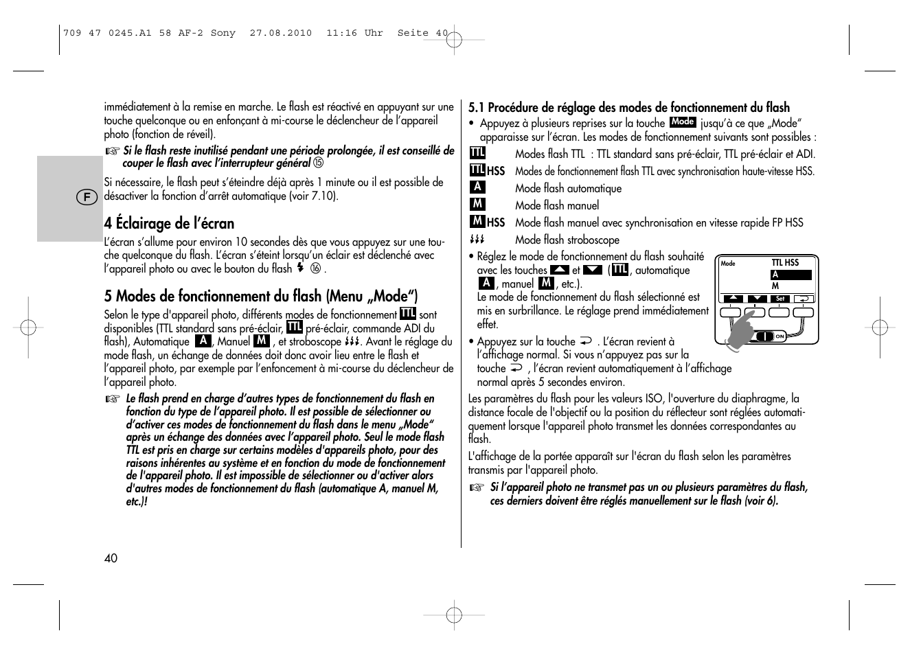 Metz MECABLITZ 58 AF-2 digital Sony User Manual | Page 40 / 214